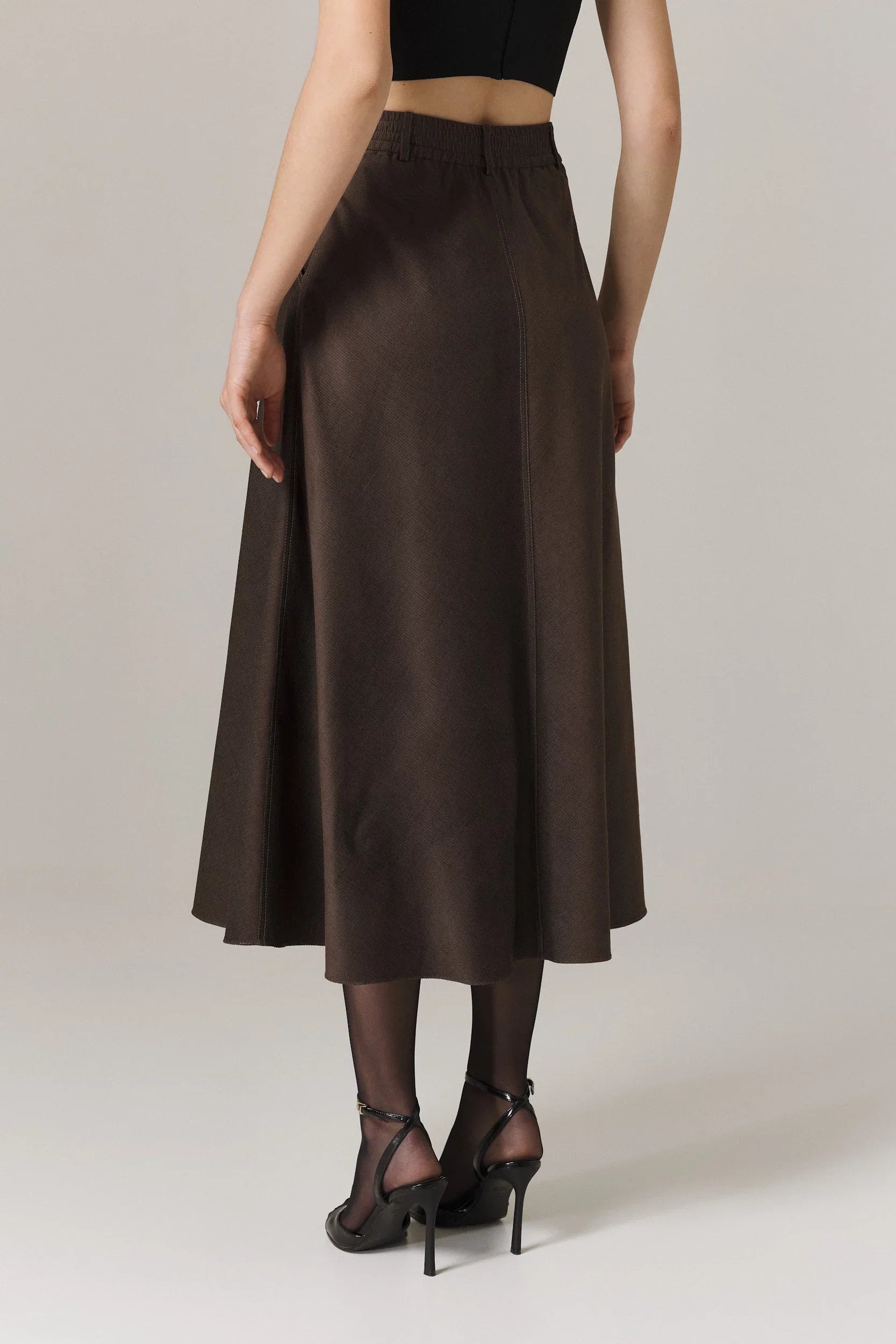 LUCIA FINE CORDUROY CIRCLE SKIRT IN UMBER