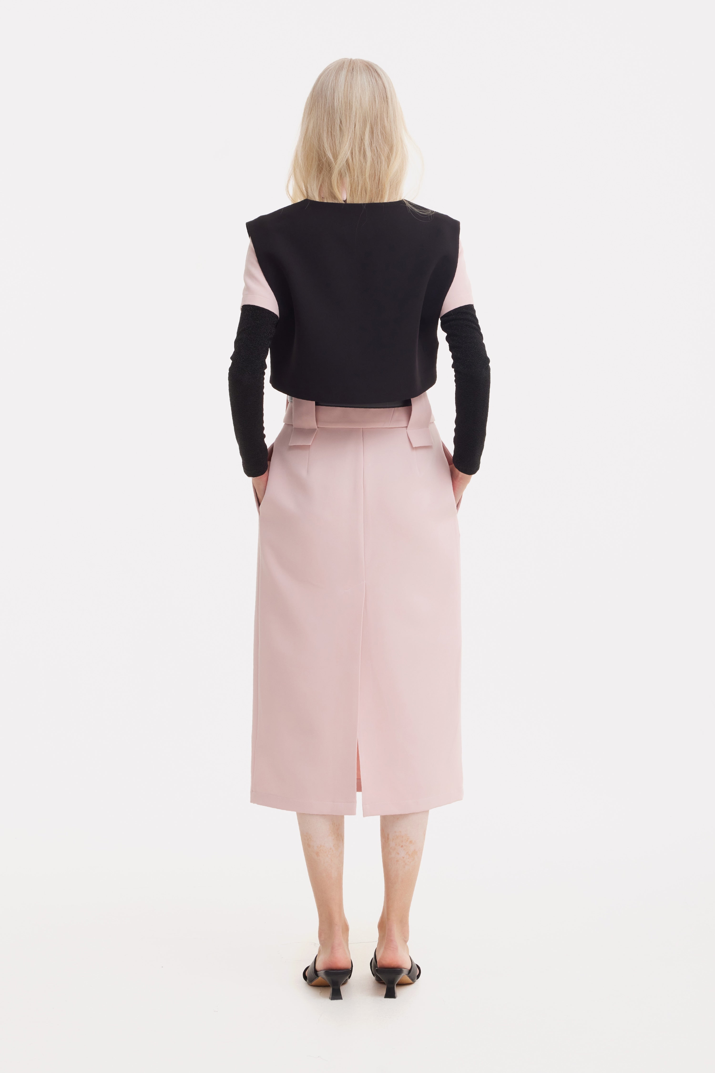 Short Sleeve Midi Dress With Belt | Blush Pink