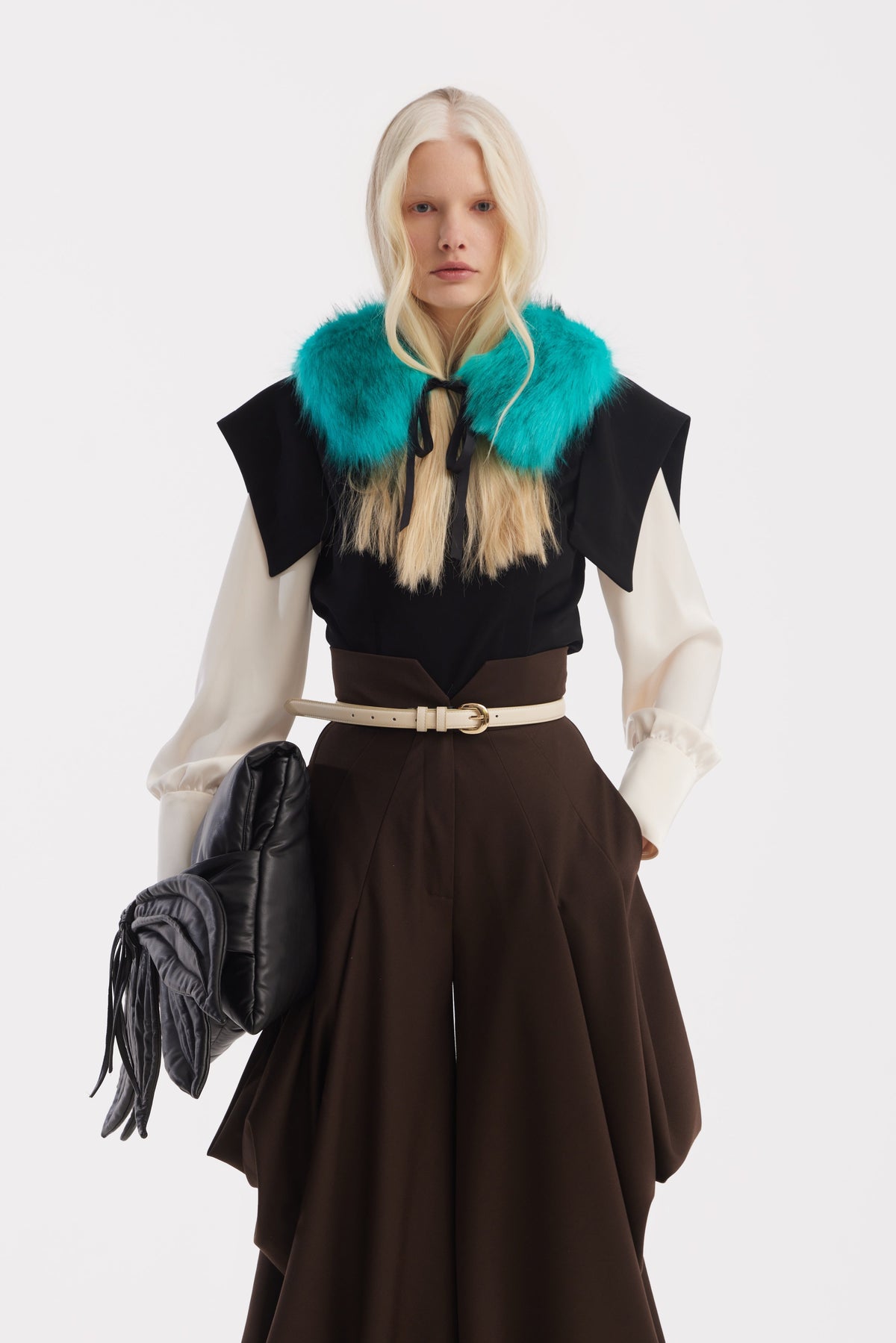 Couture Draped Wide-Leg Pants | Brown
