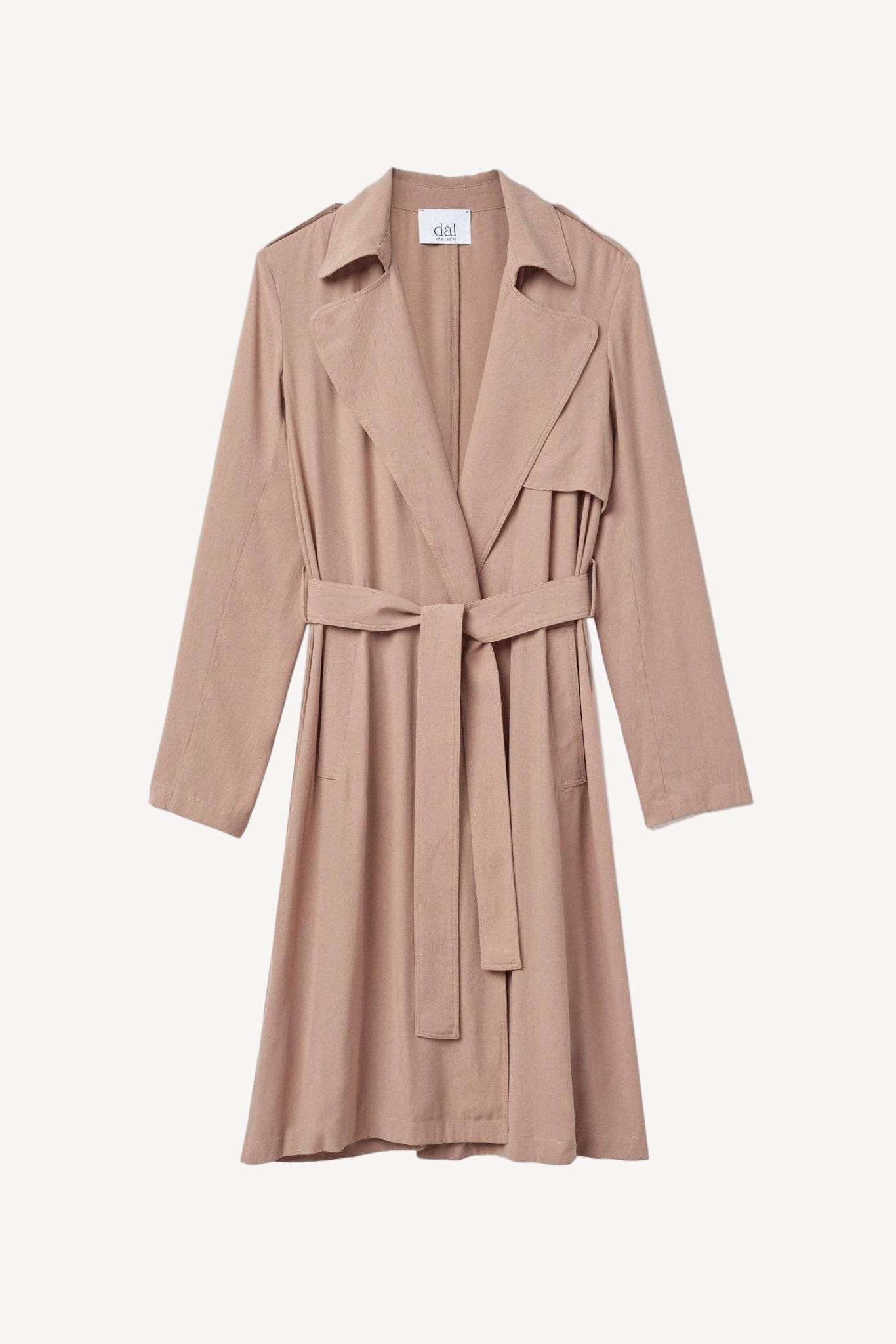 Beige trench coat on a white background