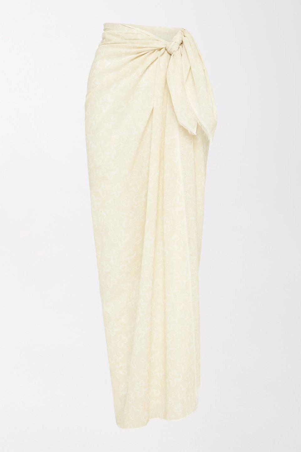 Cream-colored sarong with a knot on a white background