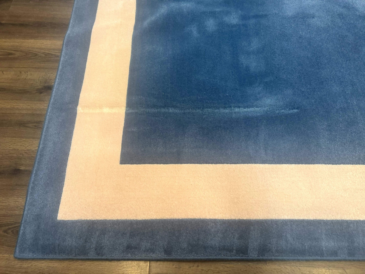 Blue and Cream Square Rug | 10x10 ft, Large Square Carpet