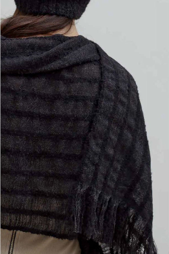 Black Loop Knit Alpaca Scarf