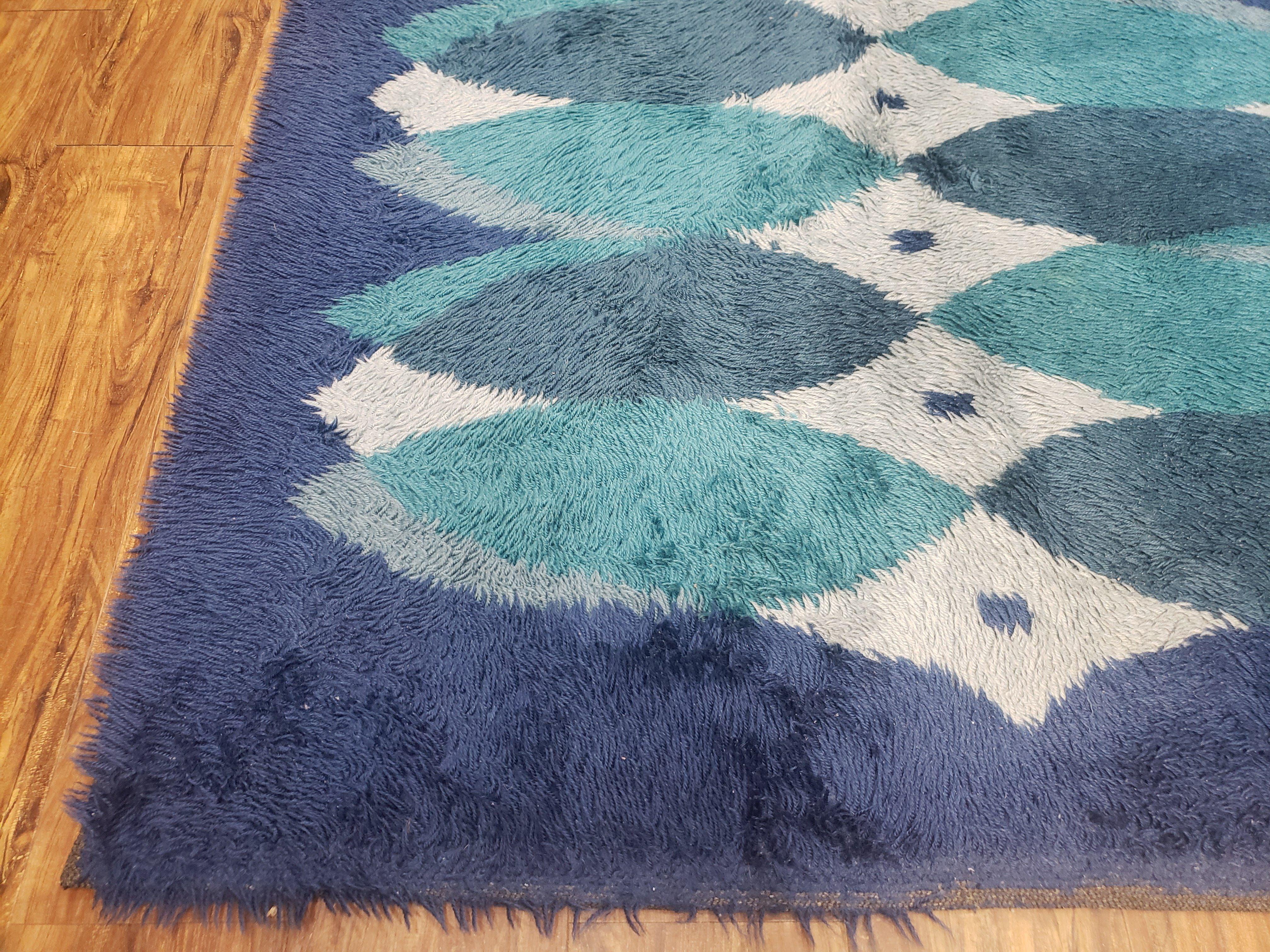 Blue Rya Rug | Vintage 1960s Danish Shag Rug