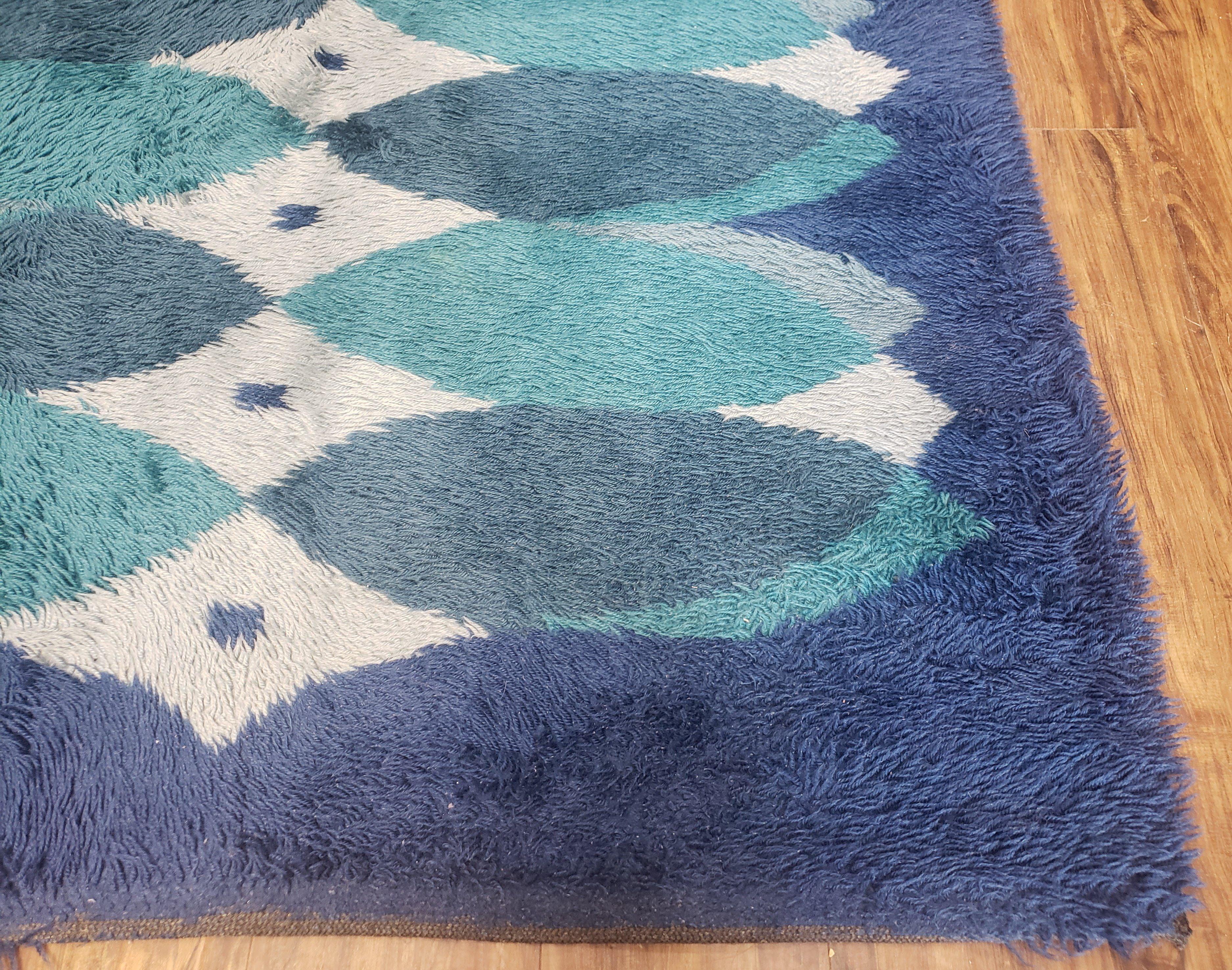 Blue Rya Rug | Vintage 1960s Danish Shag Rug
