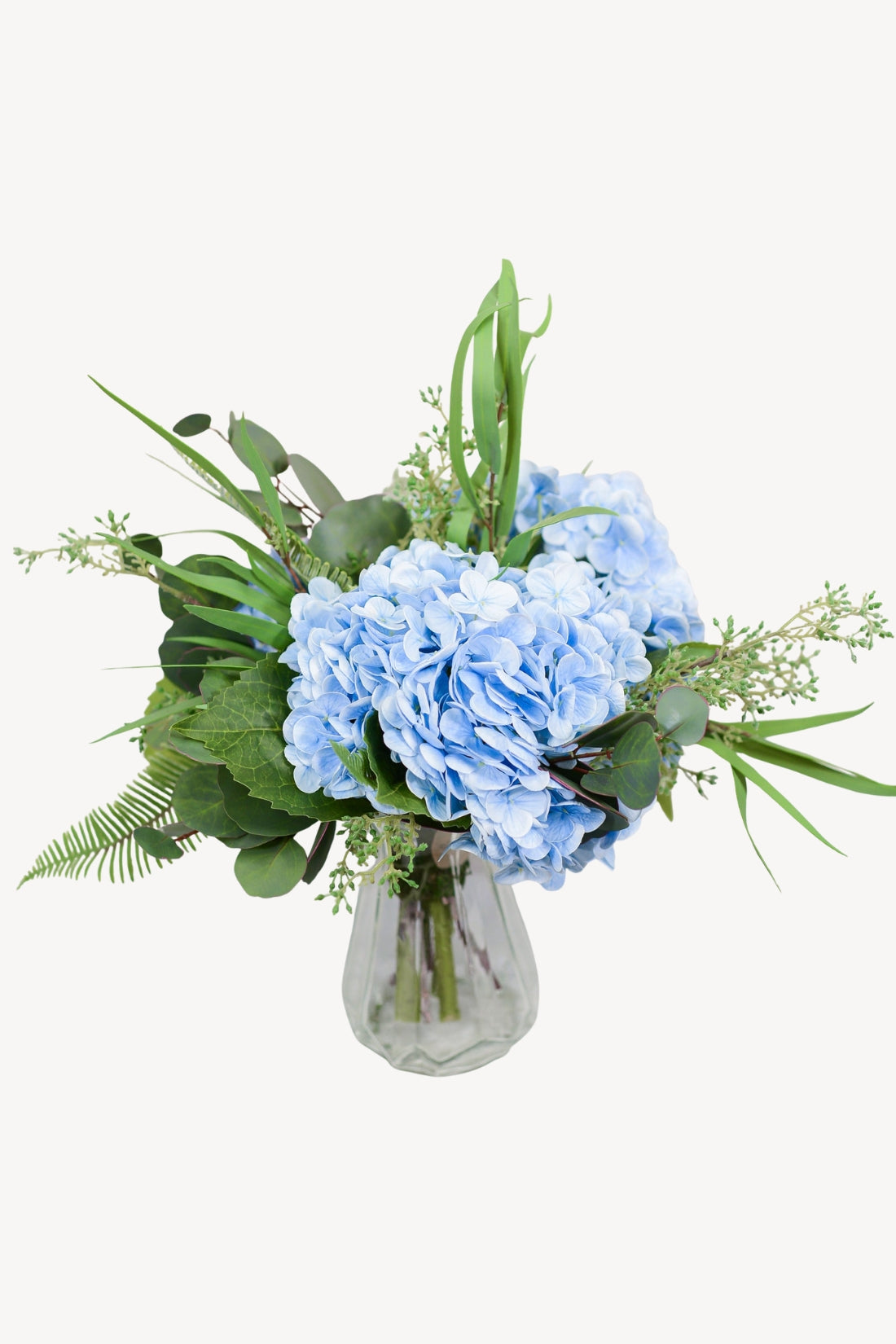 Real Touch Triple Blue Hydrangea Bouquet Drop In