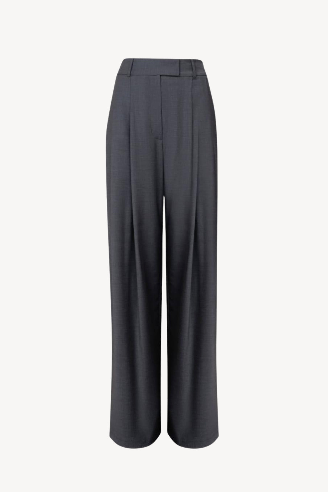 Broadway Sophia Wide-Leg Virgin Wool Pants in Mid Grey