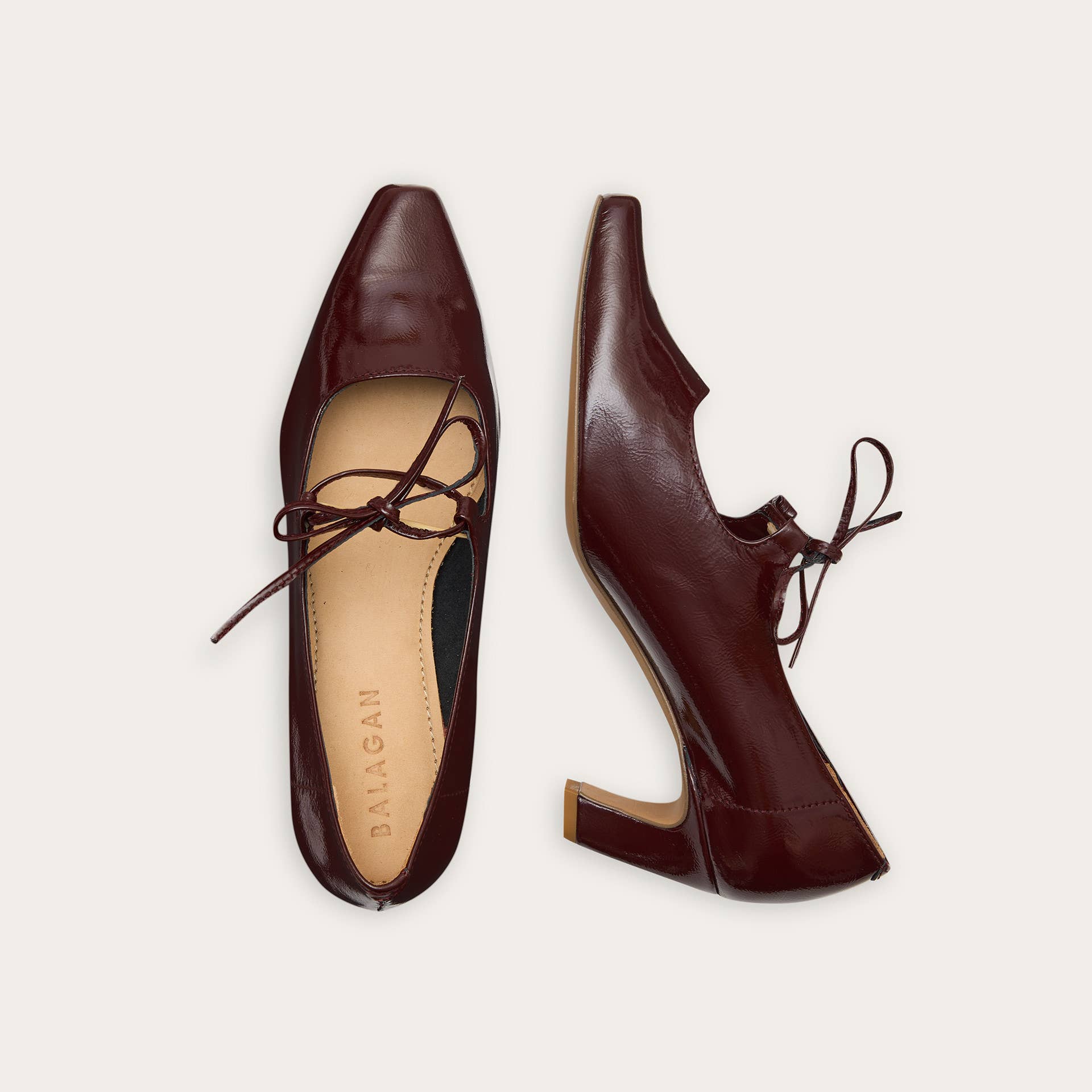 Din Heels in Glossy Bordeaux