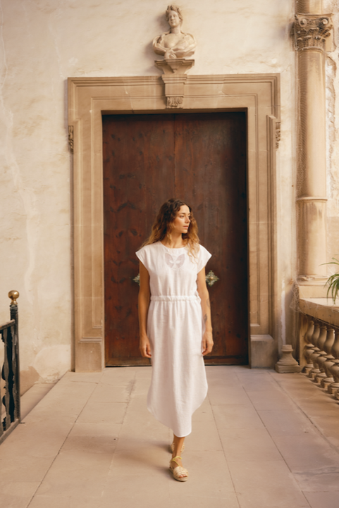Corisia Hand-Embroidered Organic Linen Dress