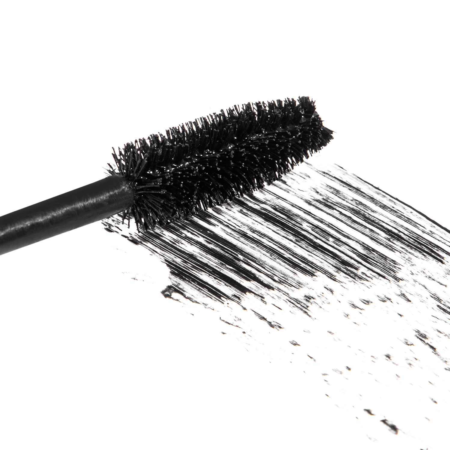 Black eyelash brush with bristles on a white background