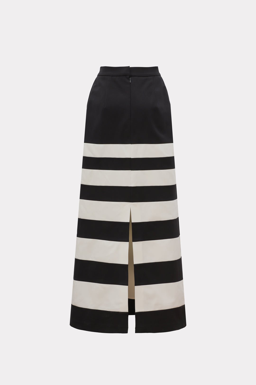 Contemporary Striped A-Line Skirt, Green Floral Detail – Black-White - Julia Allert