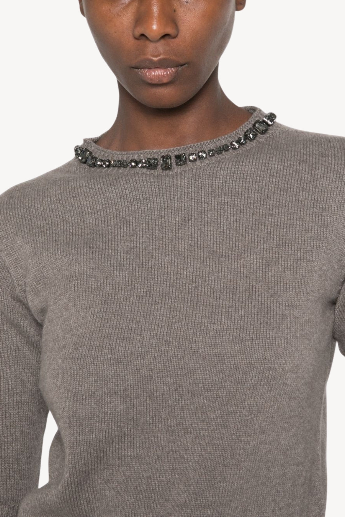 Crystal Embellished Short Sleeve Sweater