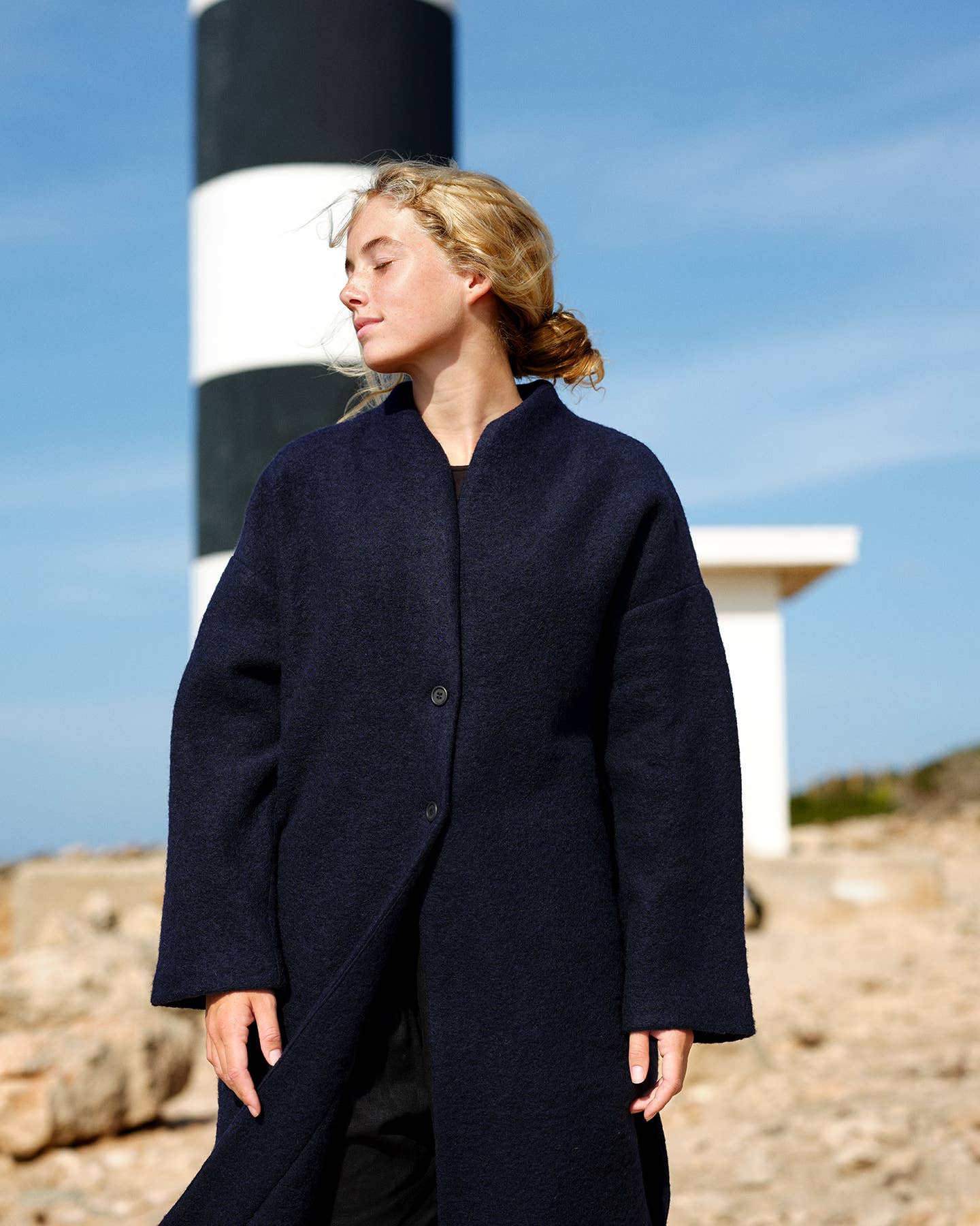 Cigala Coat in Blue Organic Wool