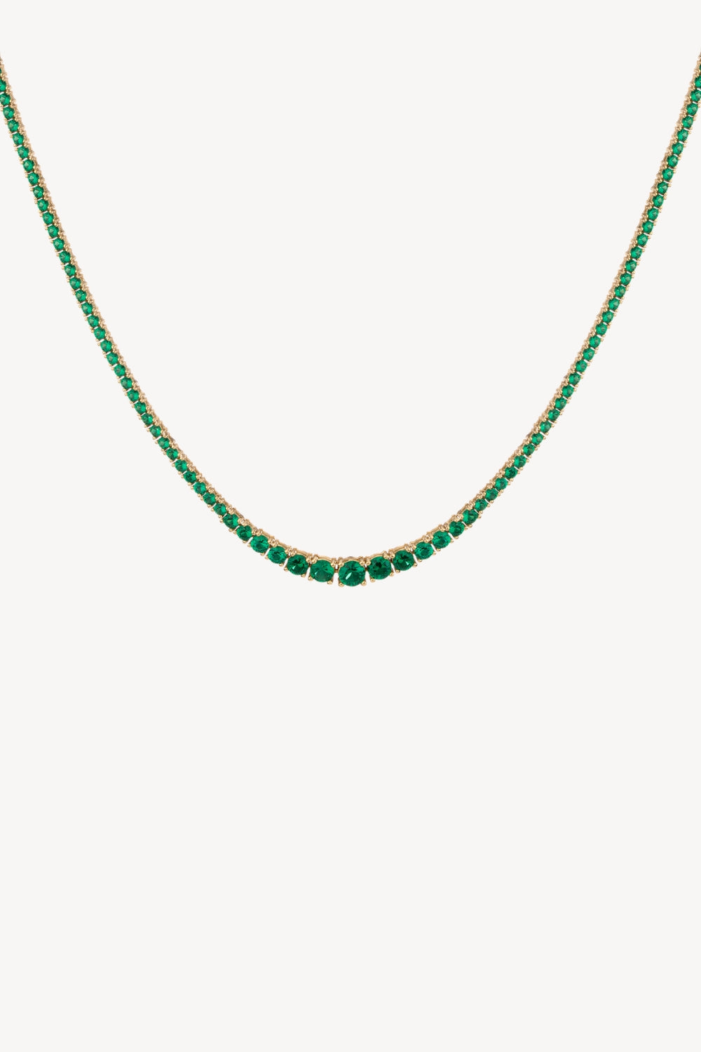 Lab Grown Green Emerald Modern Graduated Tennis Necklace