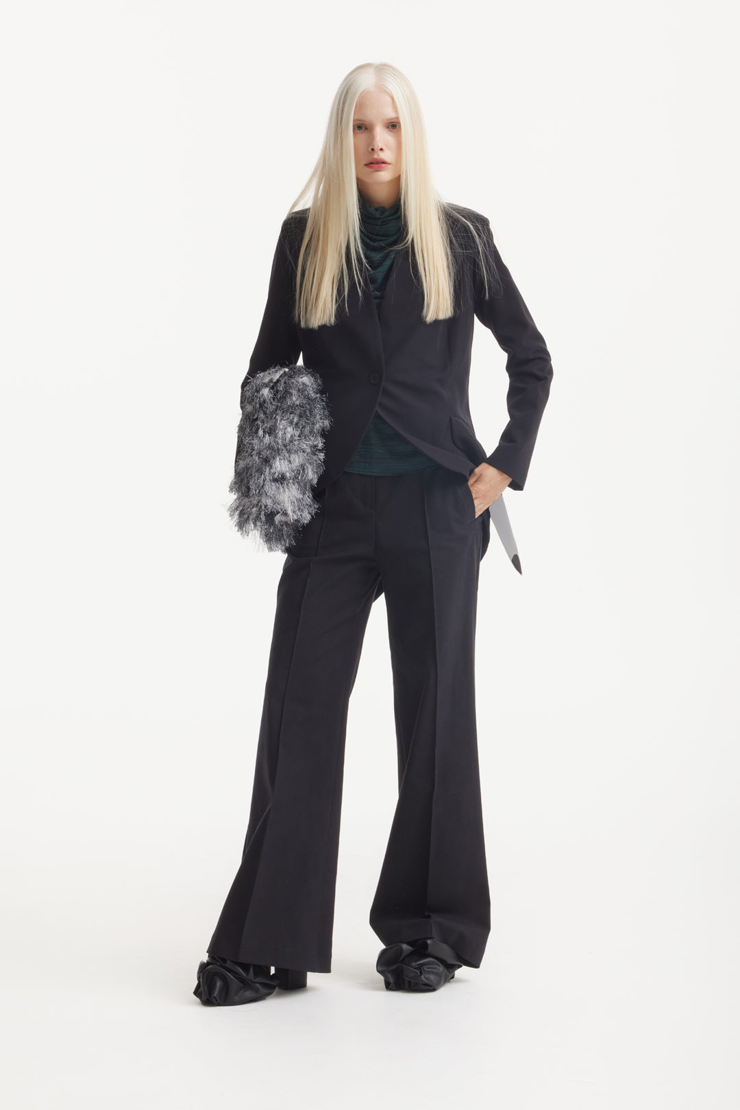 Textured Fringe Envelope Clutch Bag | Grey