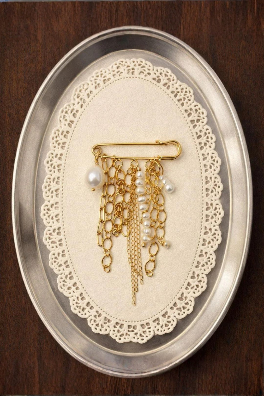 Aby Brooch with Cultured Pearls