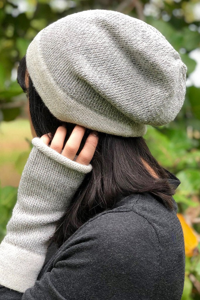 Gray Interwoven Alpaca Beanie