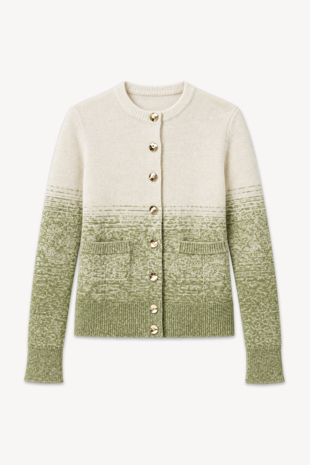 Una Ombré Cardigan with Gold Buttons | Olive Combo