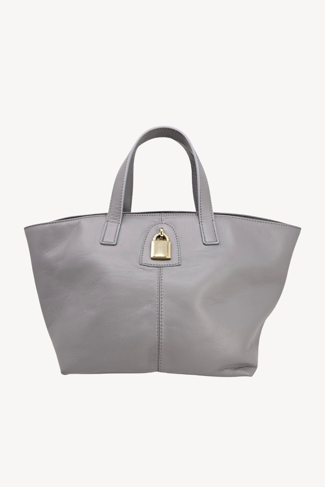 Madison Maison x Joan Hornig Light Grey Leather Lock Tote Bag