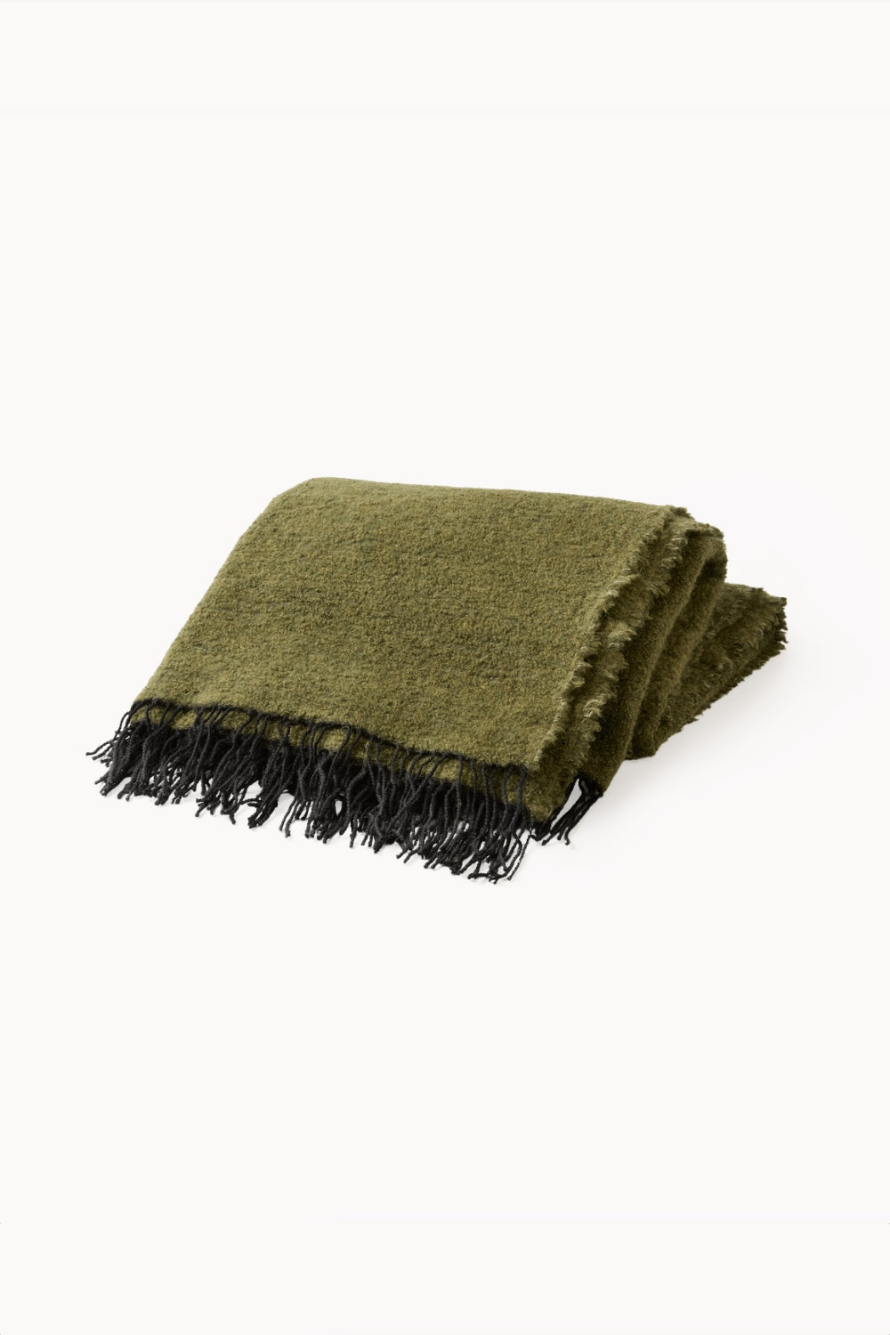 Fringe Bouclé Throw | Olive
