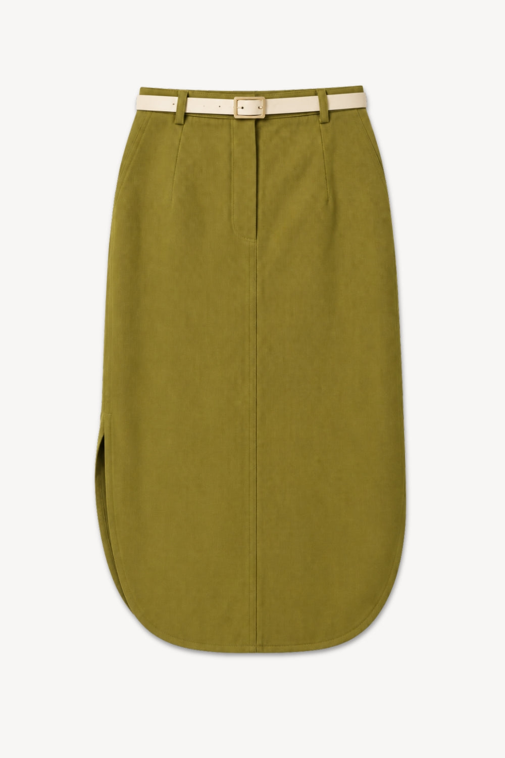 Olia Belted Pencil Skirt | Olive