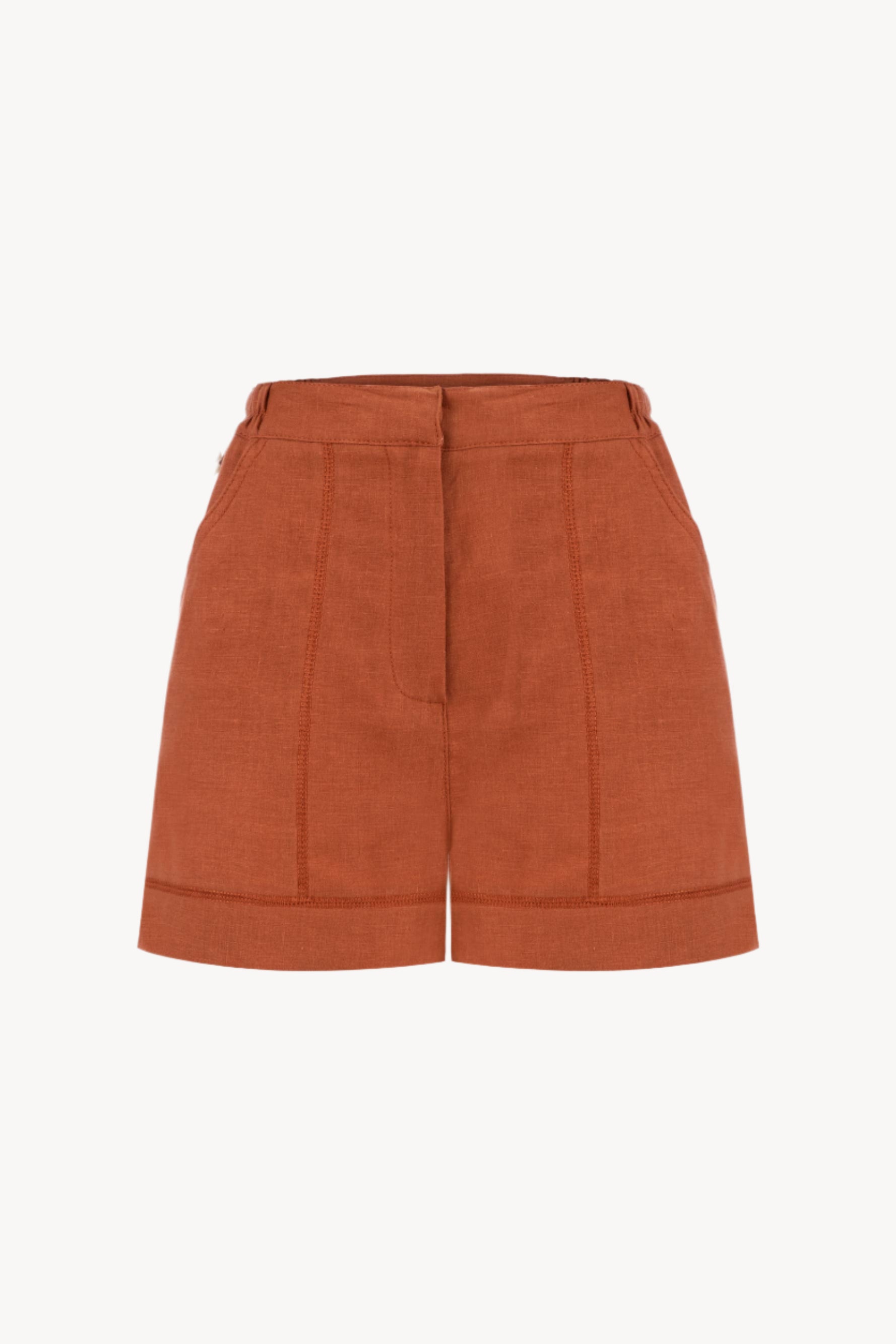 Burnt Orange shorts on a white background