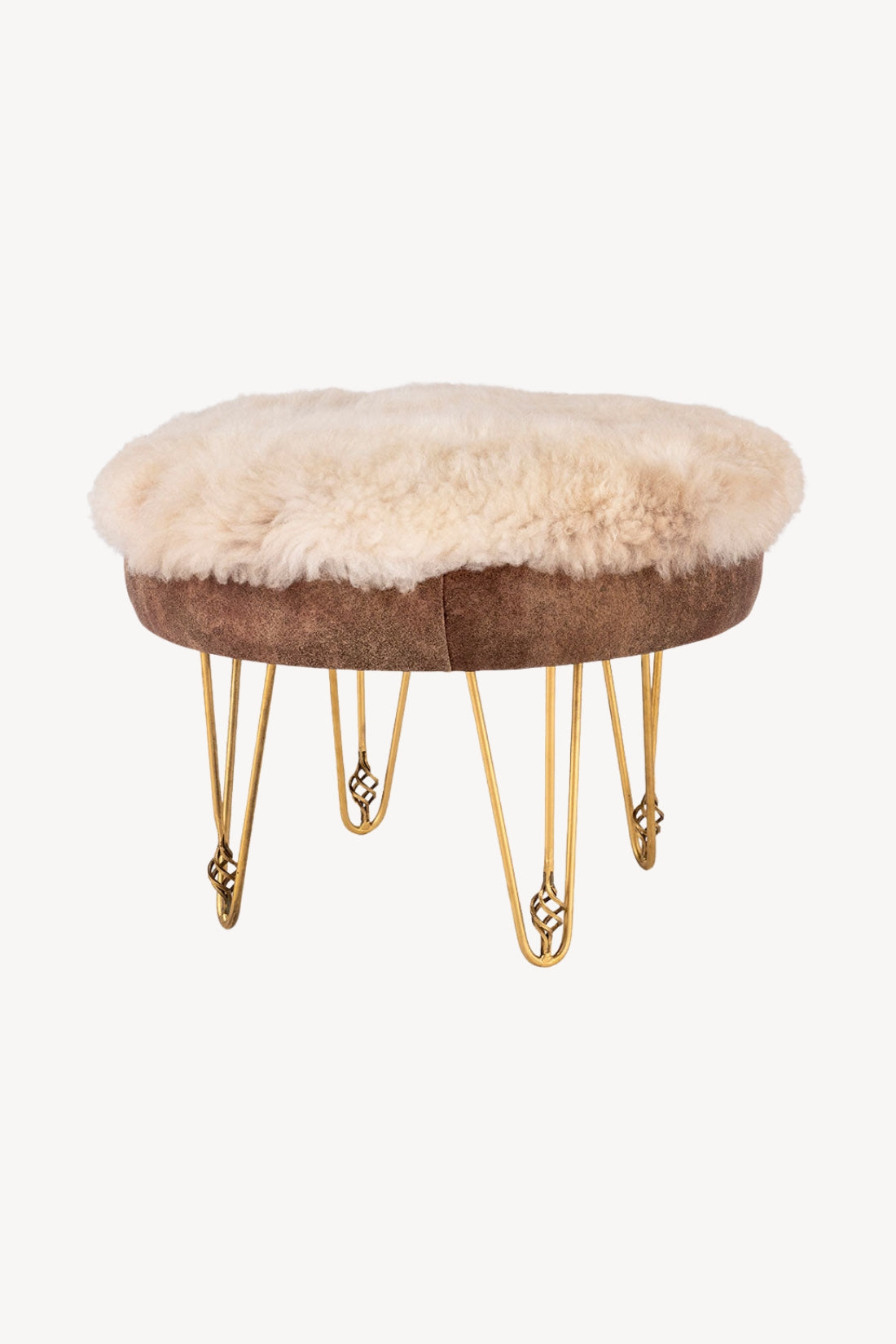 Pouf Bench with Golden Hairpin Legs