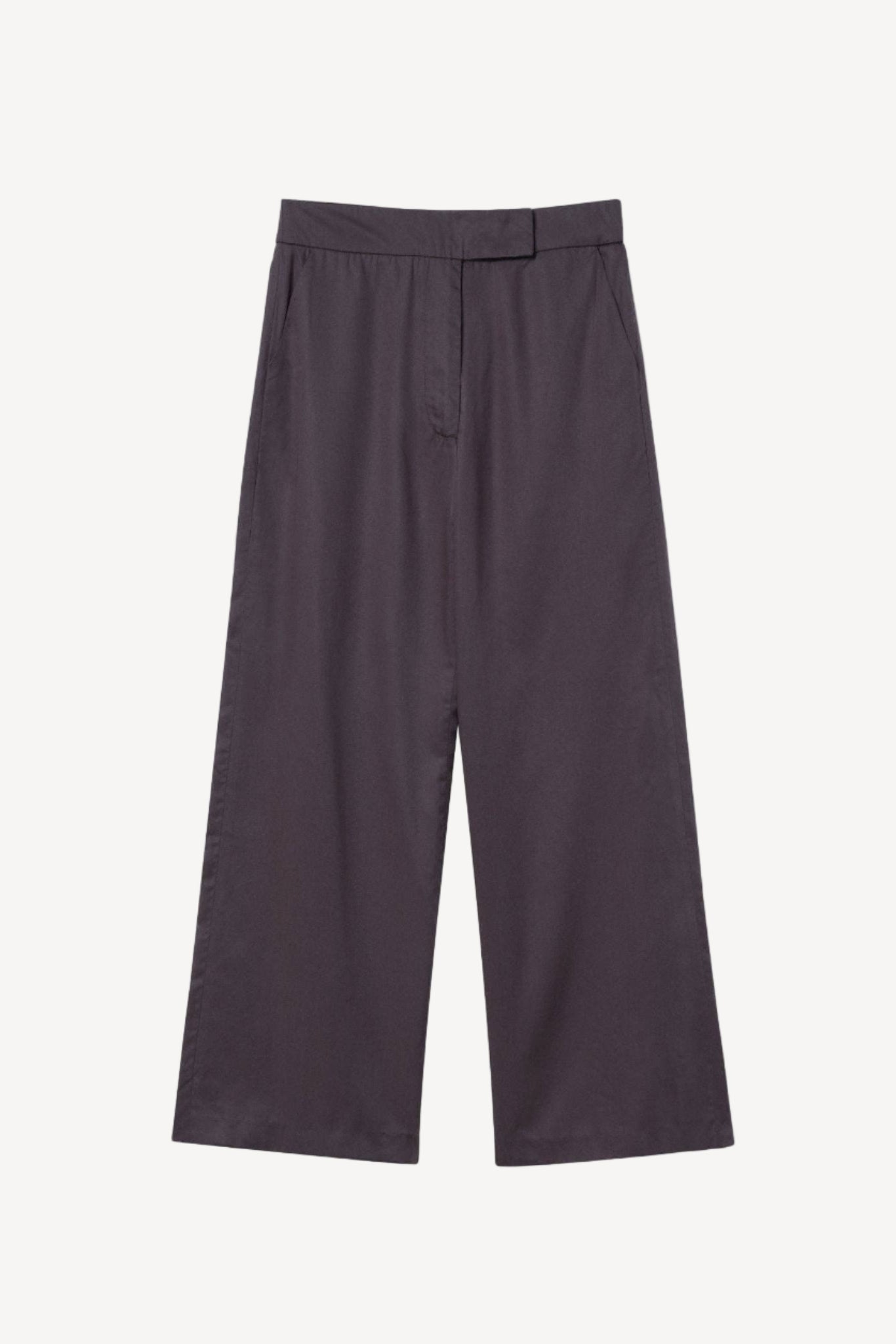 Dark brown wide-leg pants on a white background