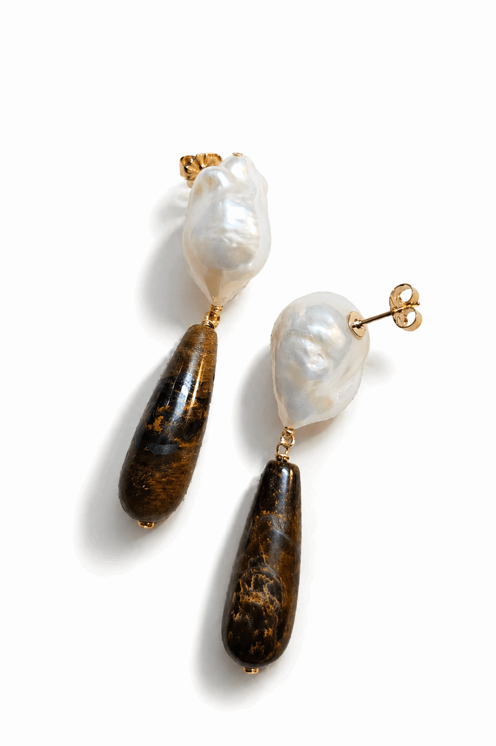 Straw Baroque Cultured Pearl Earrings
