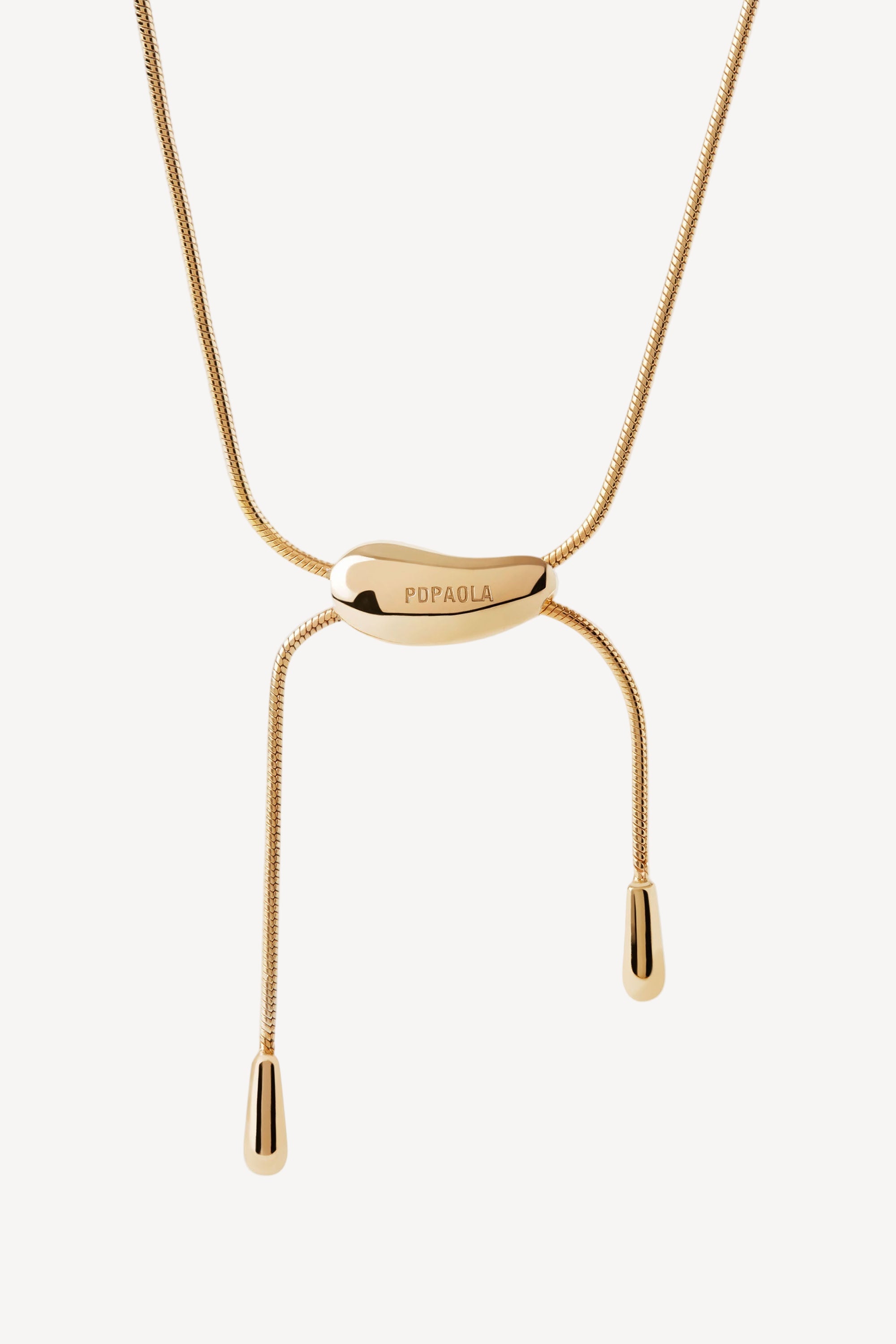 Gold slider necklace that resembles a cowboy hat slider.