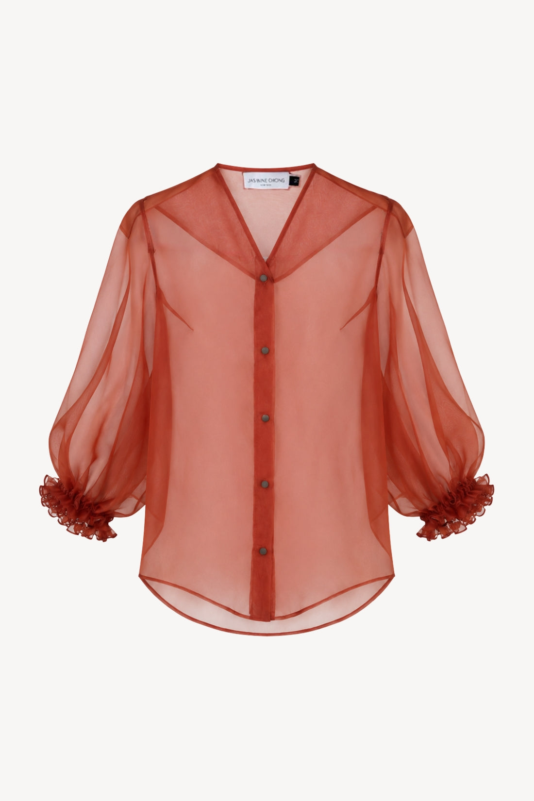 Alisa Puff-Sleeve Top in Silk Organza