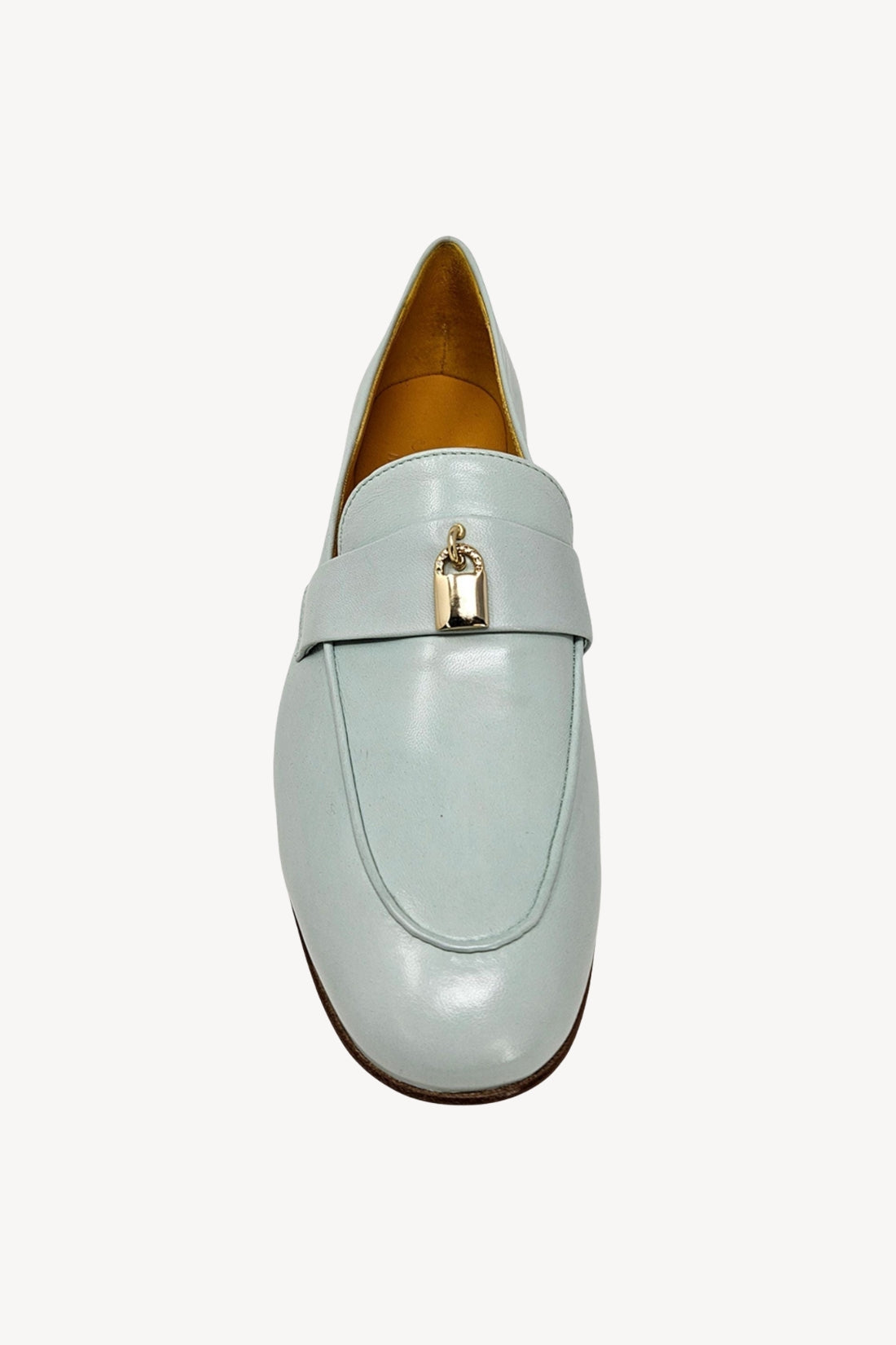 Seafoam Leather Lock Flat Loafer