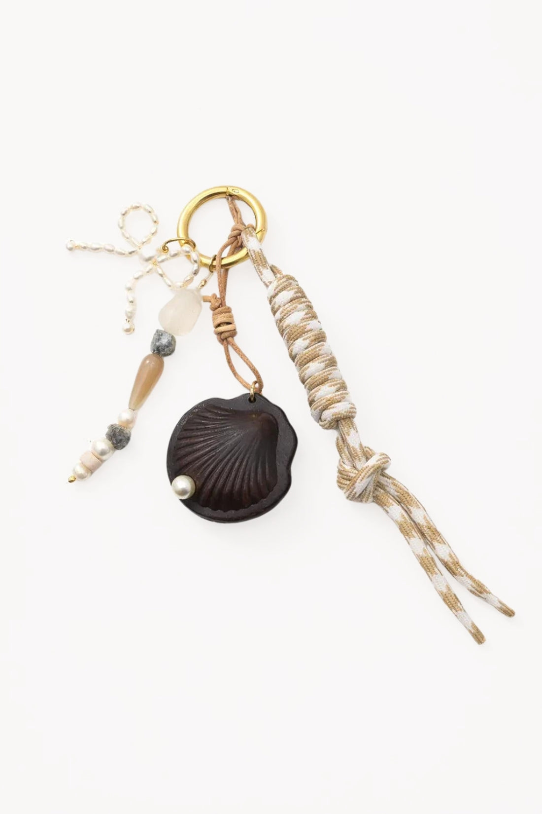Willow Pearl & Leather Bag Charm | Handmade Keychain