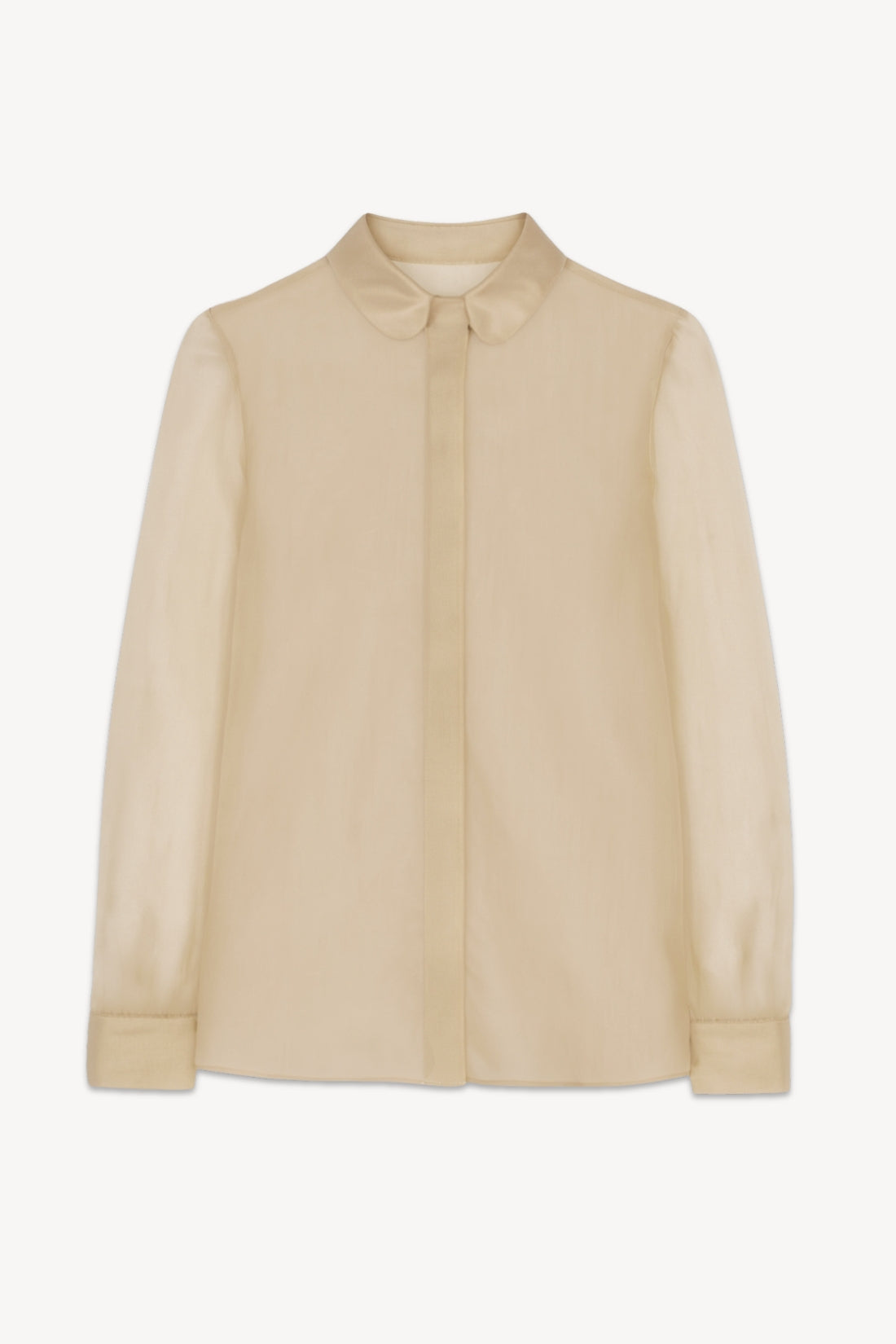 Beige silk blouse on a white background