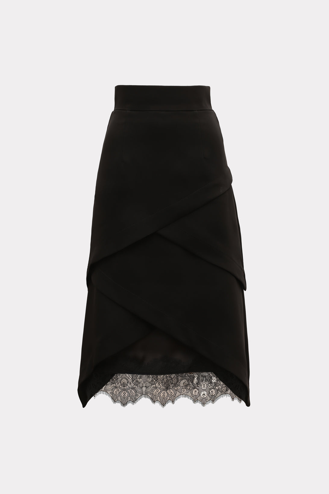 Black skirt with lace hem on a white background