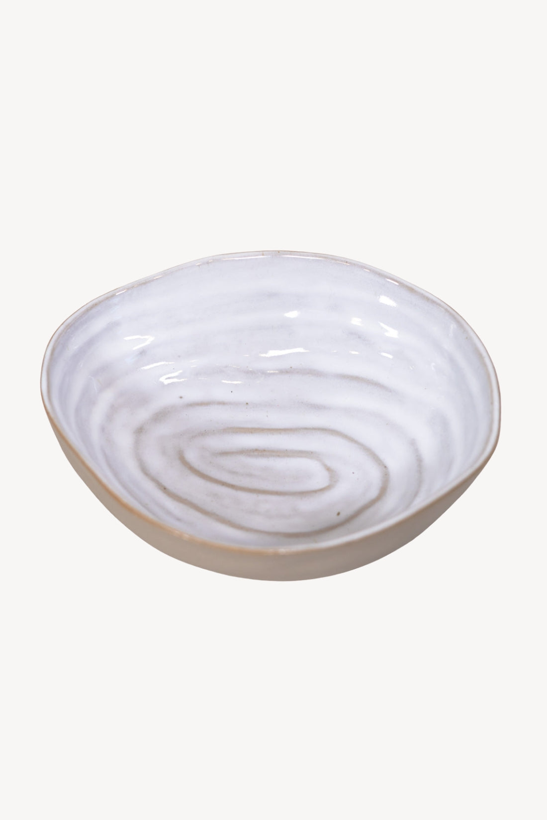 Stoneware Shell Bowl Reactive Glass White