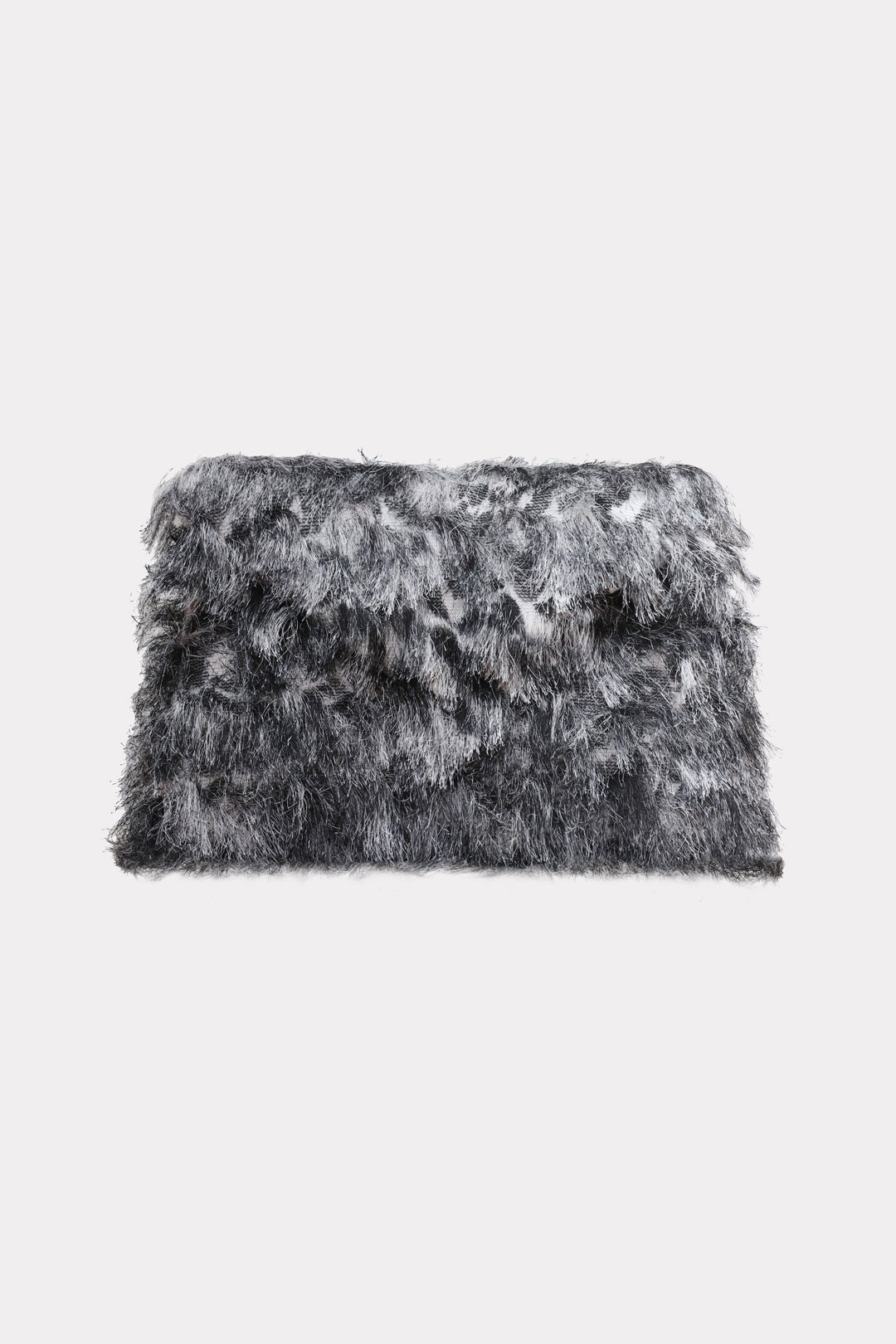 Textured Fringe Envelope Clutch Bag | Grey