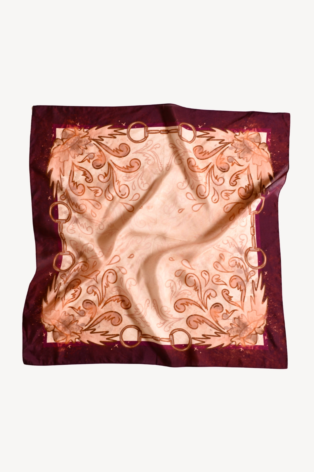 Show Day D Ring Snaffle Bit Large 100% Mulberry Silk 35x35: Wild Rag Scarf in Vintage Plum