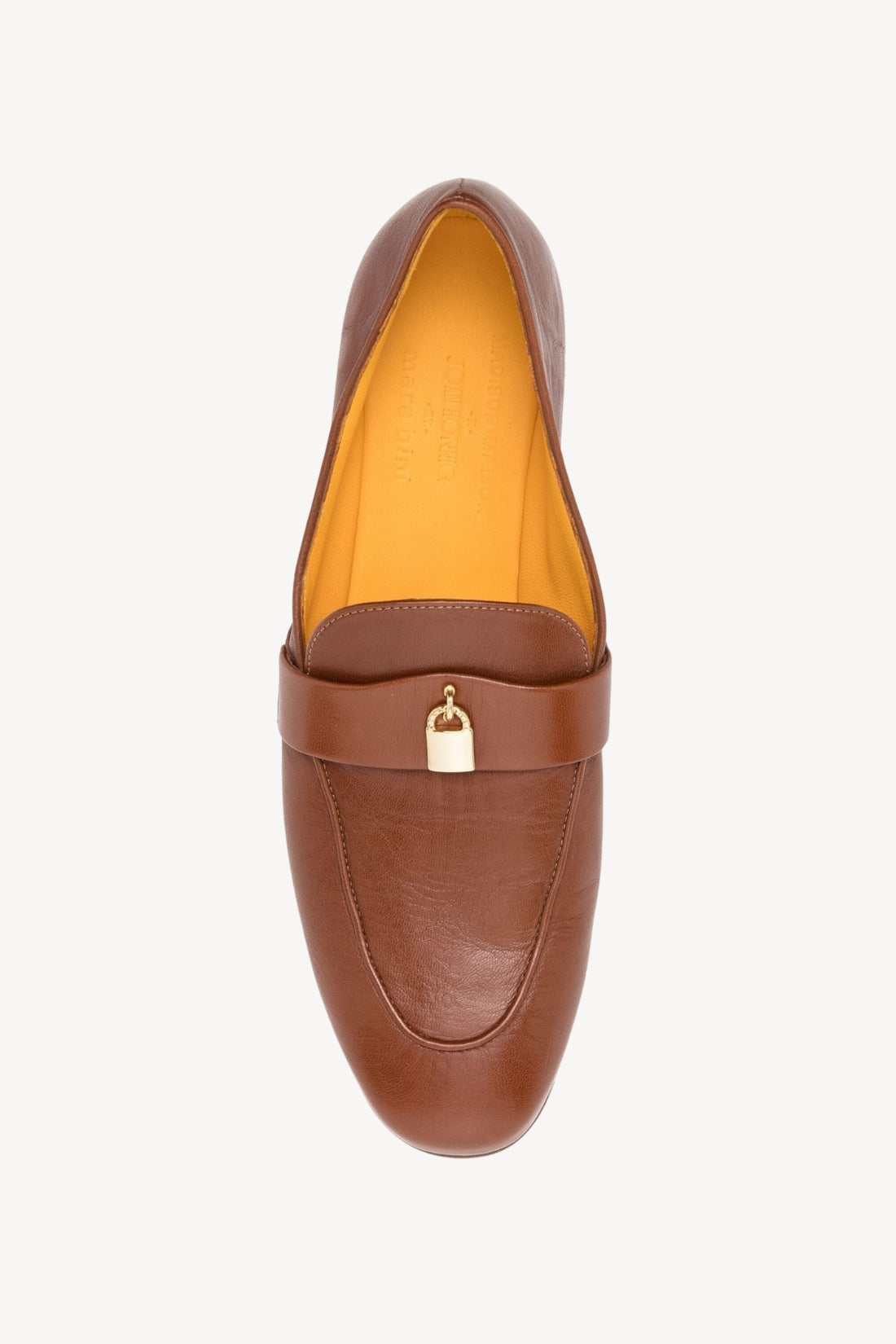 Tan Leather Lock Flat Loafer