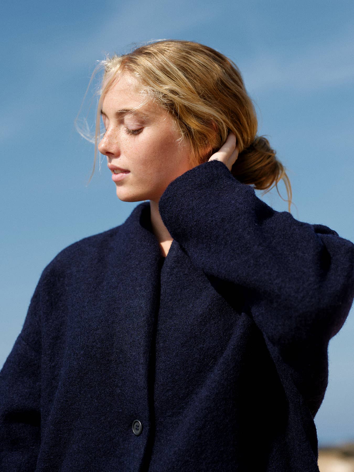 Cigala Coat in Blue Organic Wool