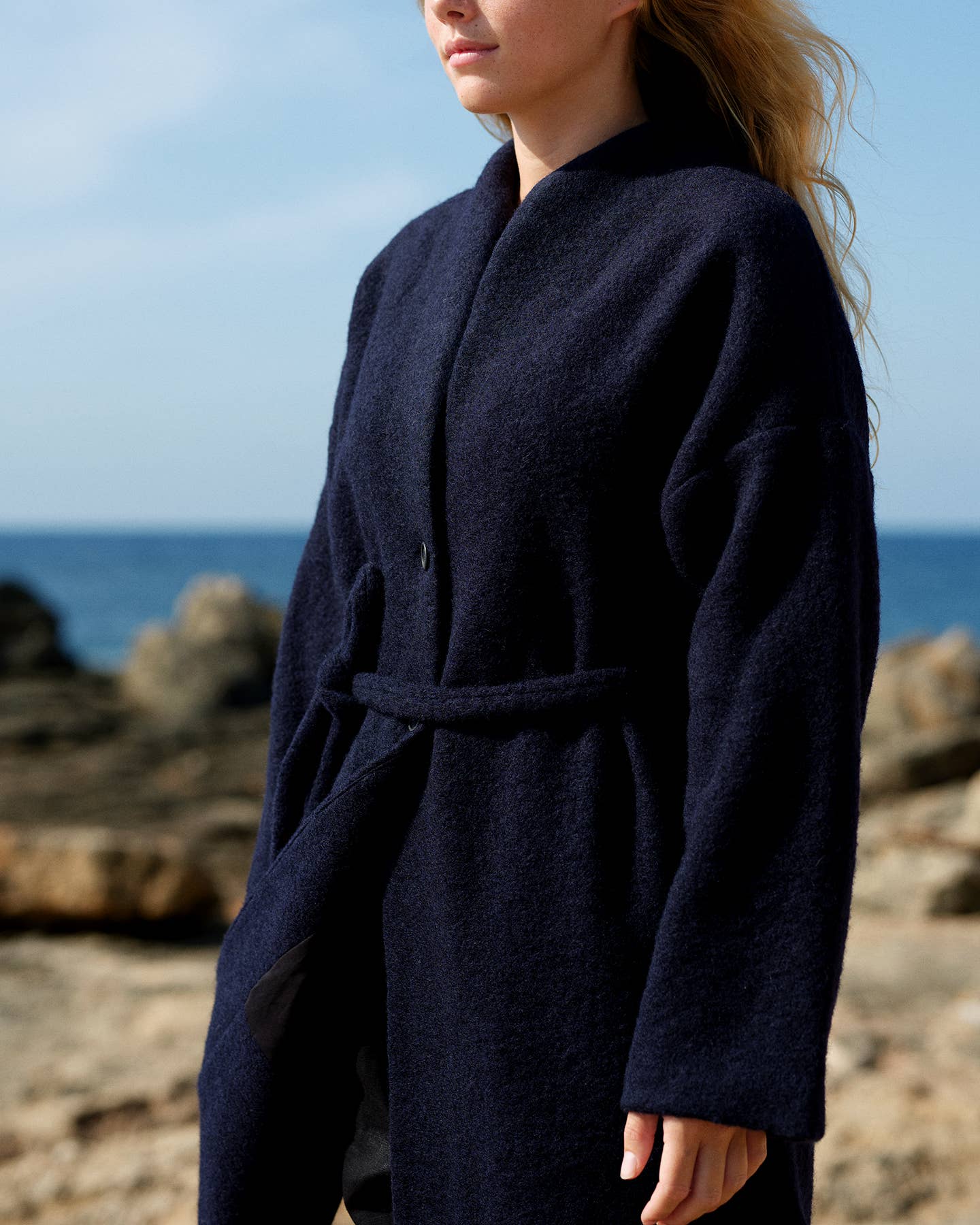 Cigala Coat in Blue Organic Wool