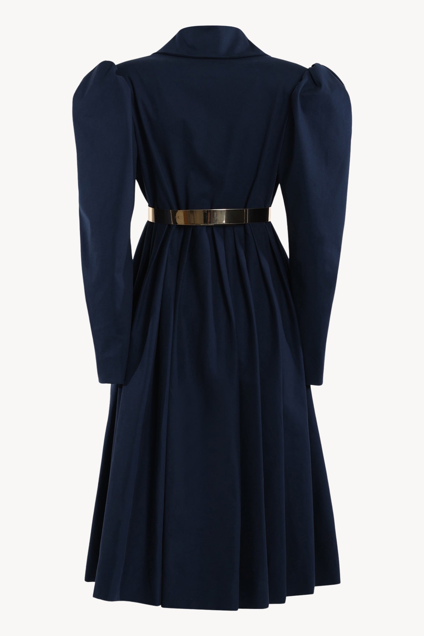 Dark Blue Puff Sleeve Overcoat