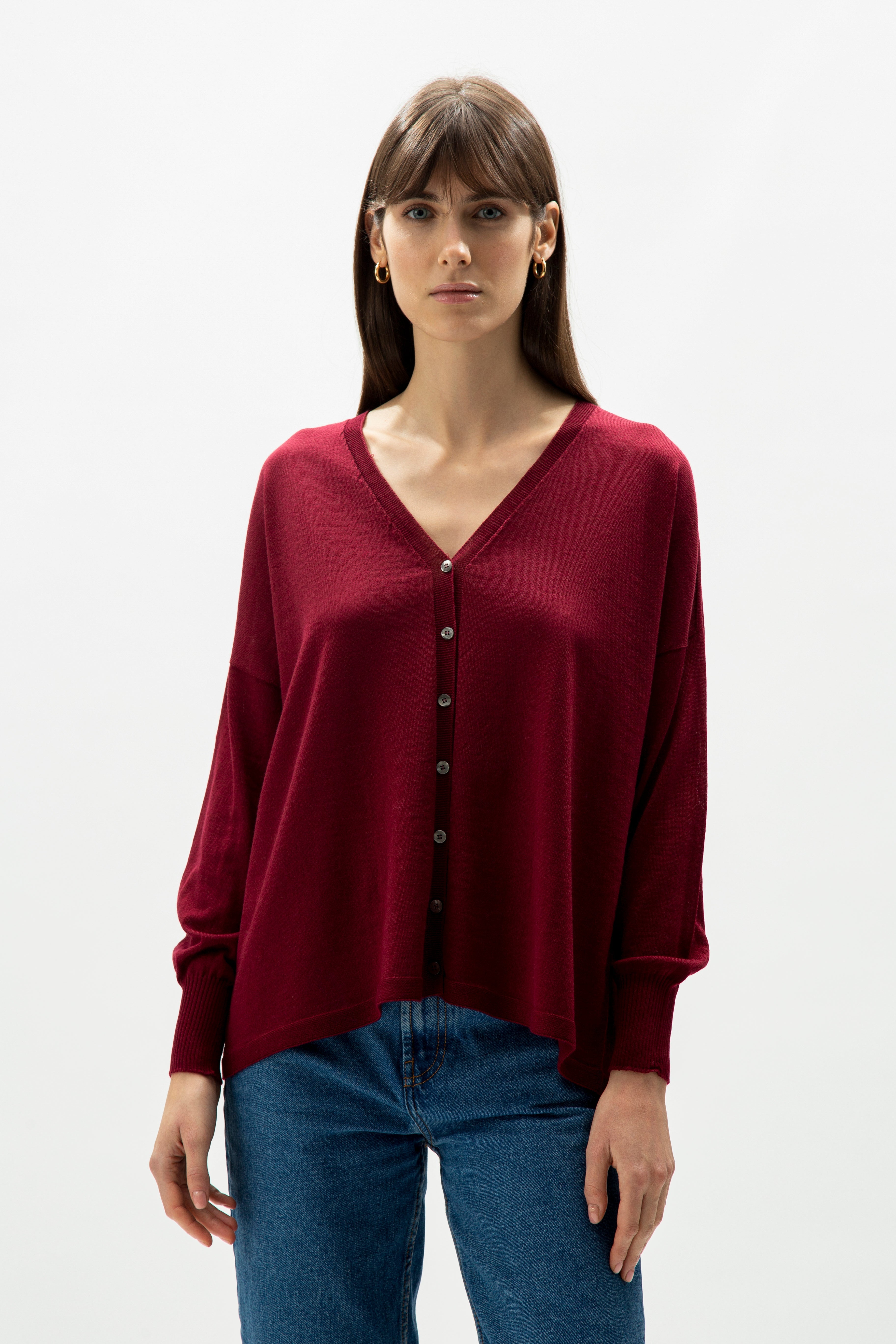Extra Fine Merino Wool Oversized V-Neck Cardigan (3D-Knit)