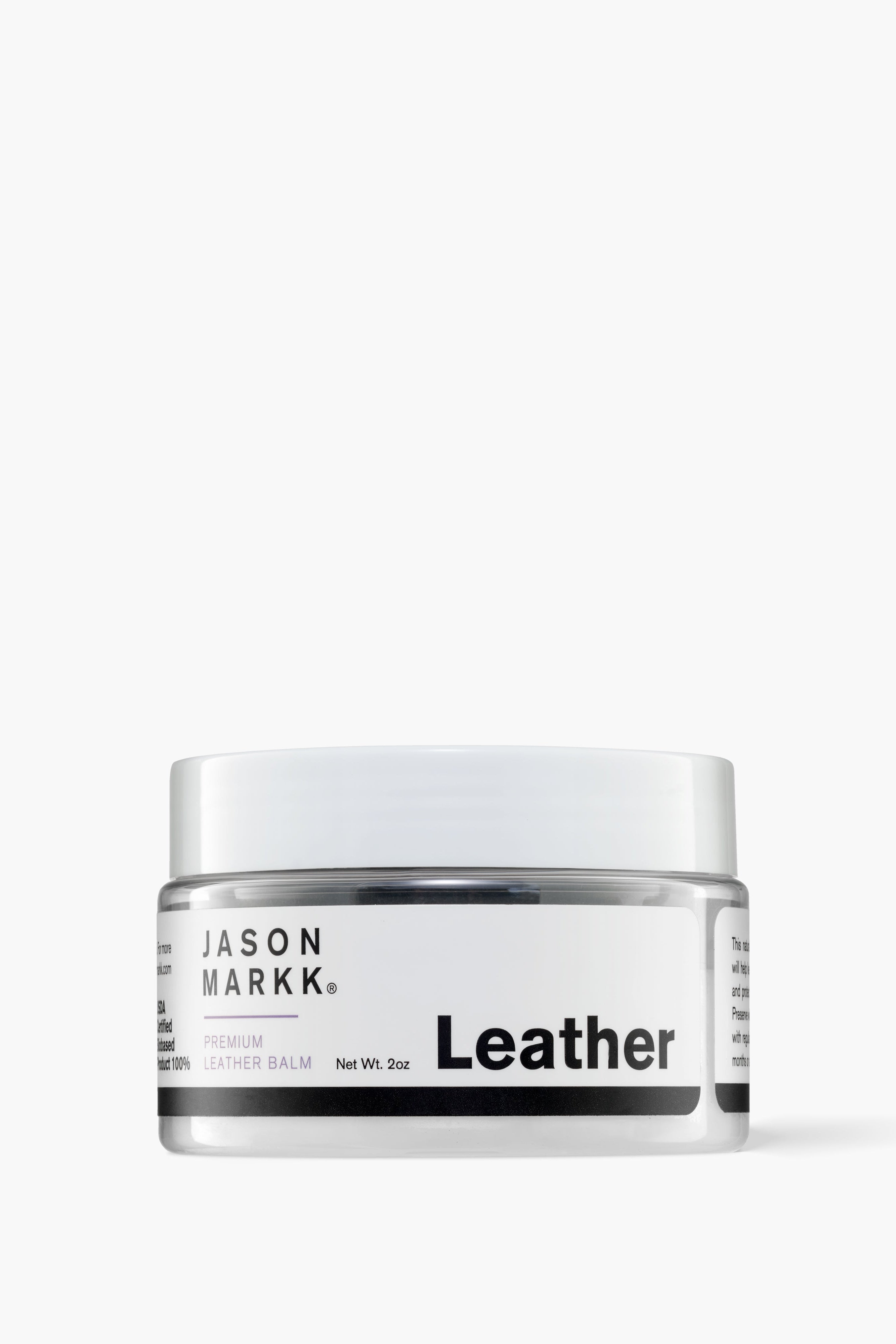 Jar of Jason Markk Leather balm on a white background