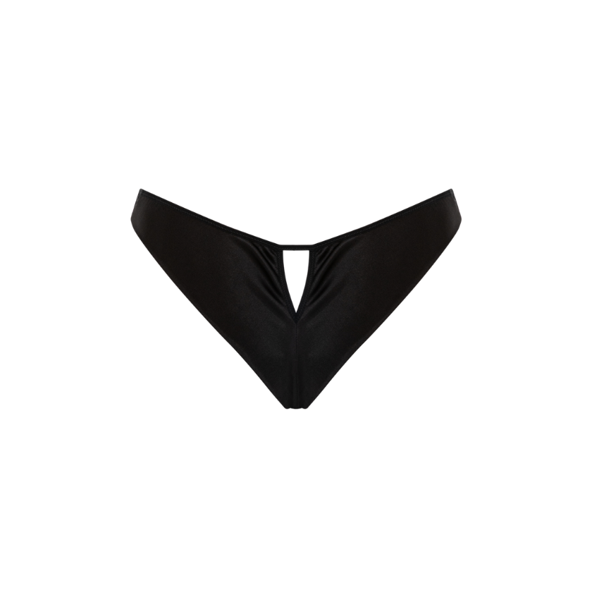 Black bikini bottom on a white background