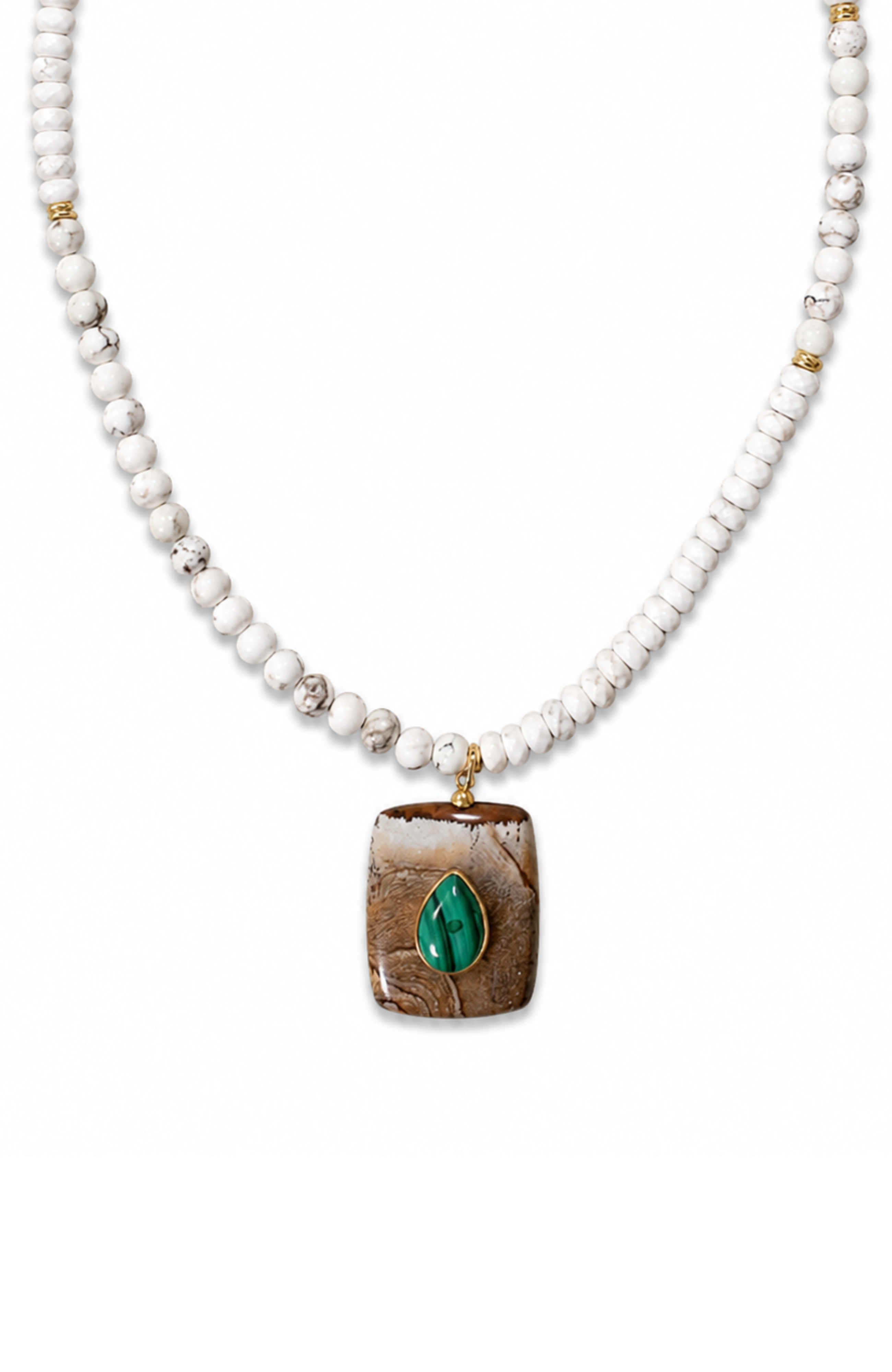 Santara White Howlite Turquoise Necklace