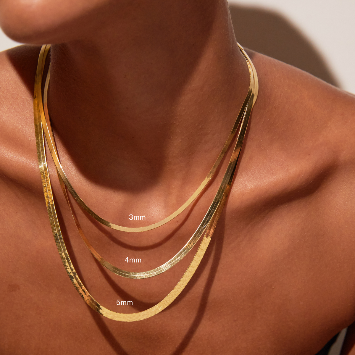 Gold Herringbone Chain Necklace
