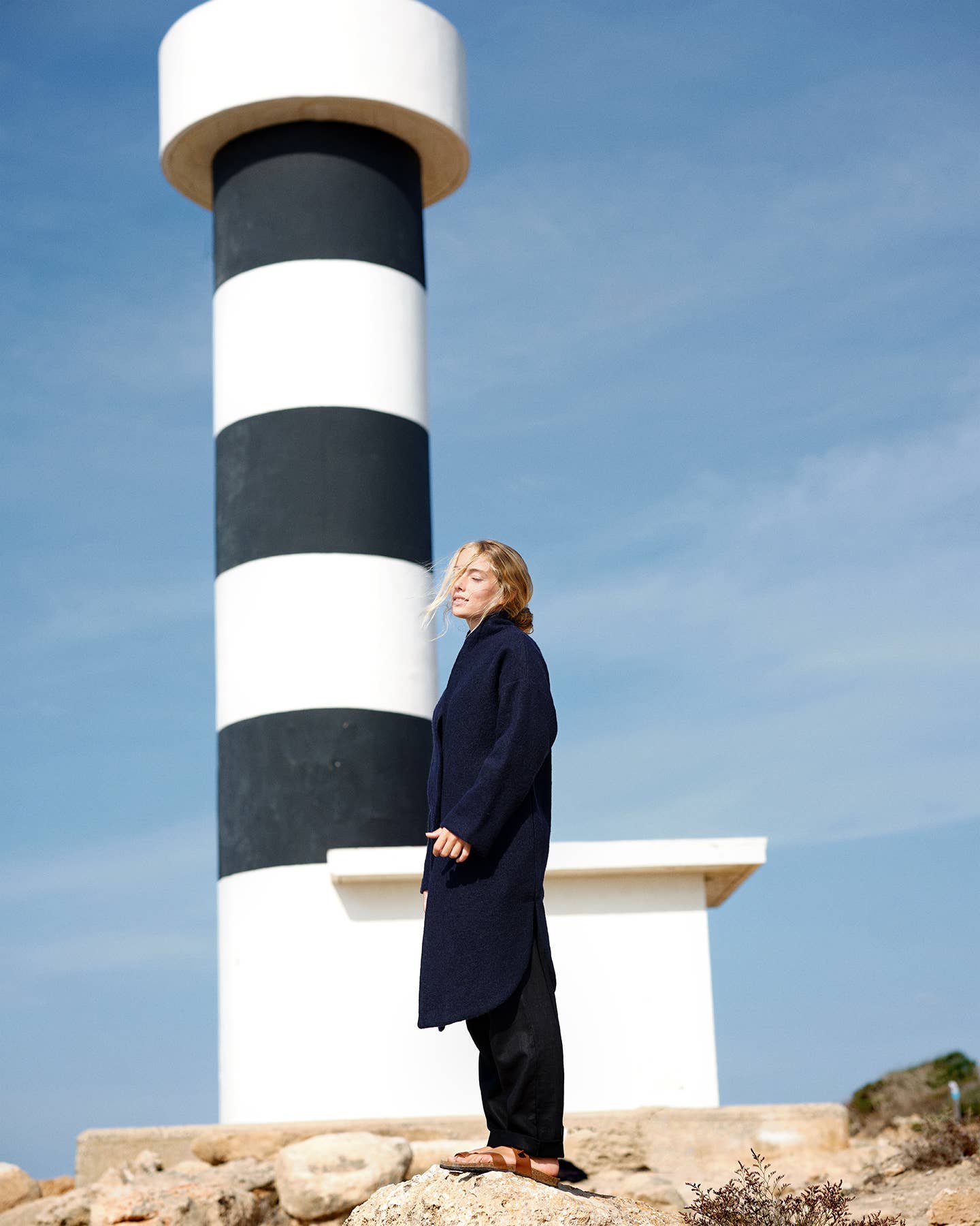 Cigala Coat in Blue Organic Wool