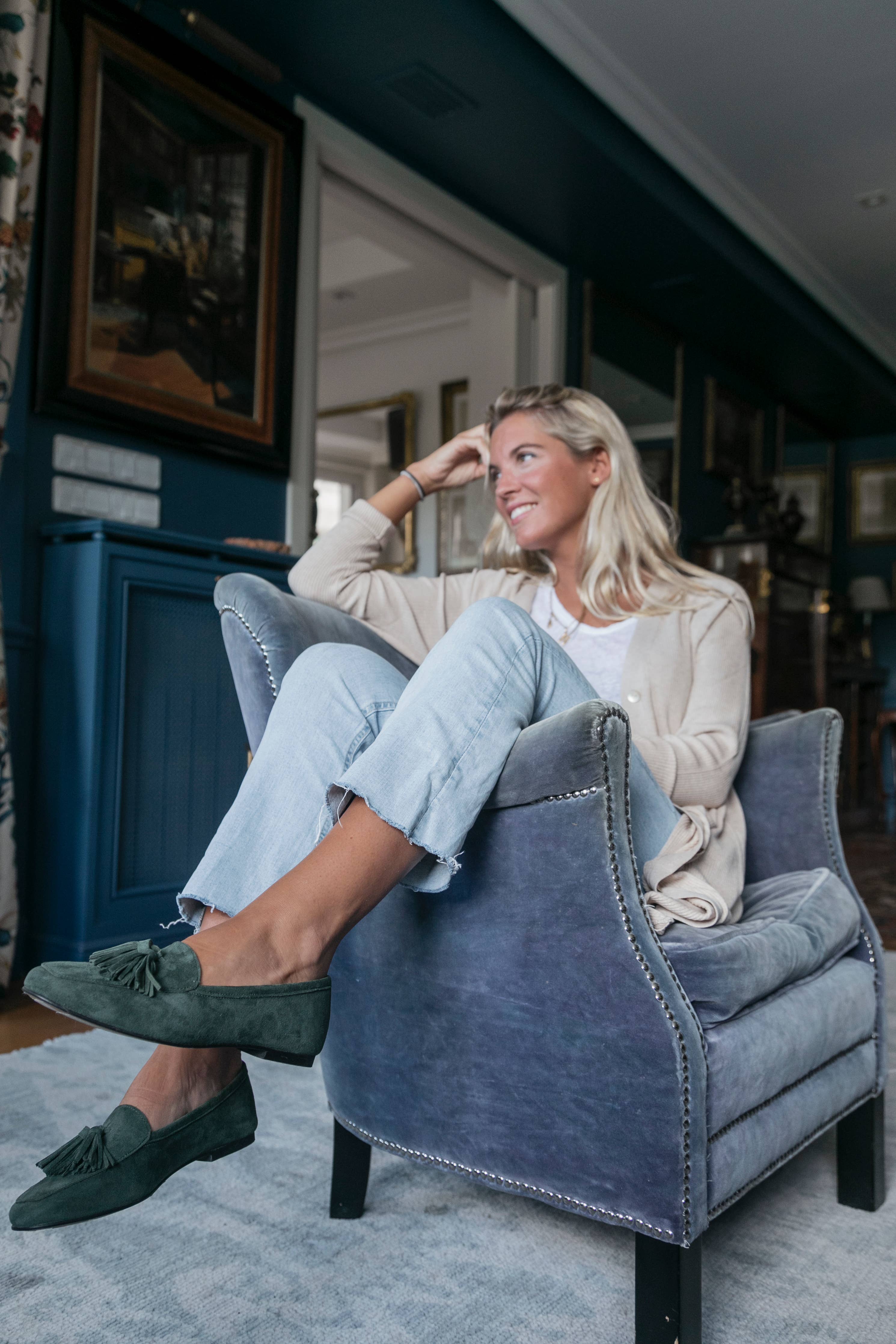 Cardiff Suede Forest Green Loafer With Tassels