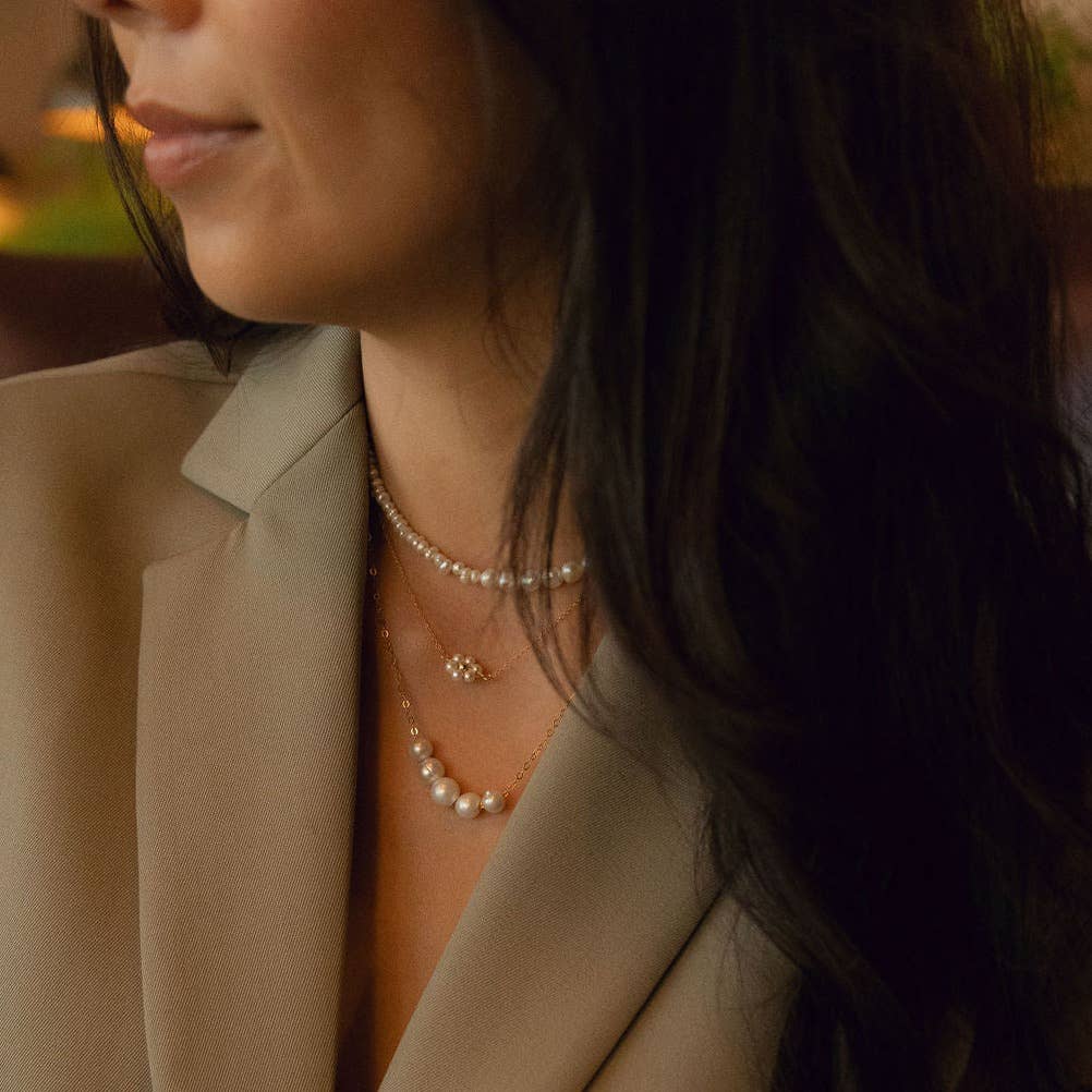 Pearl Cluster Choker Necklace